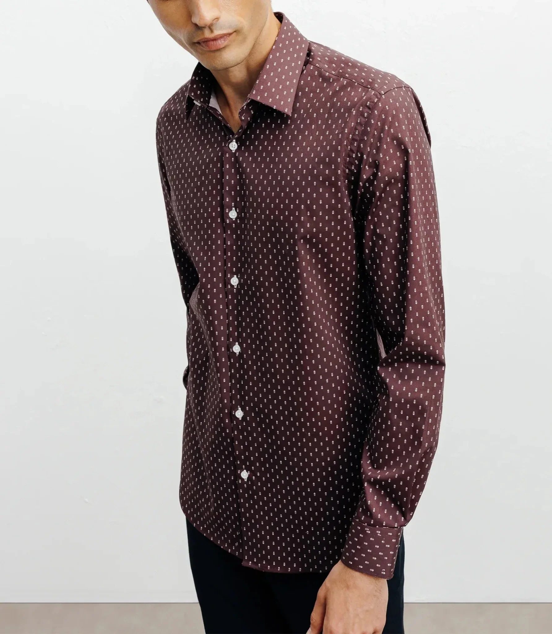 Chemise ville imprimée bordeau