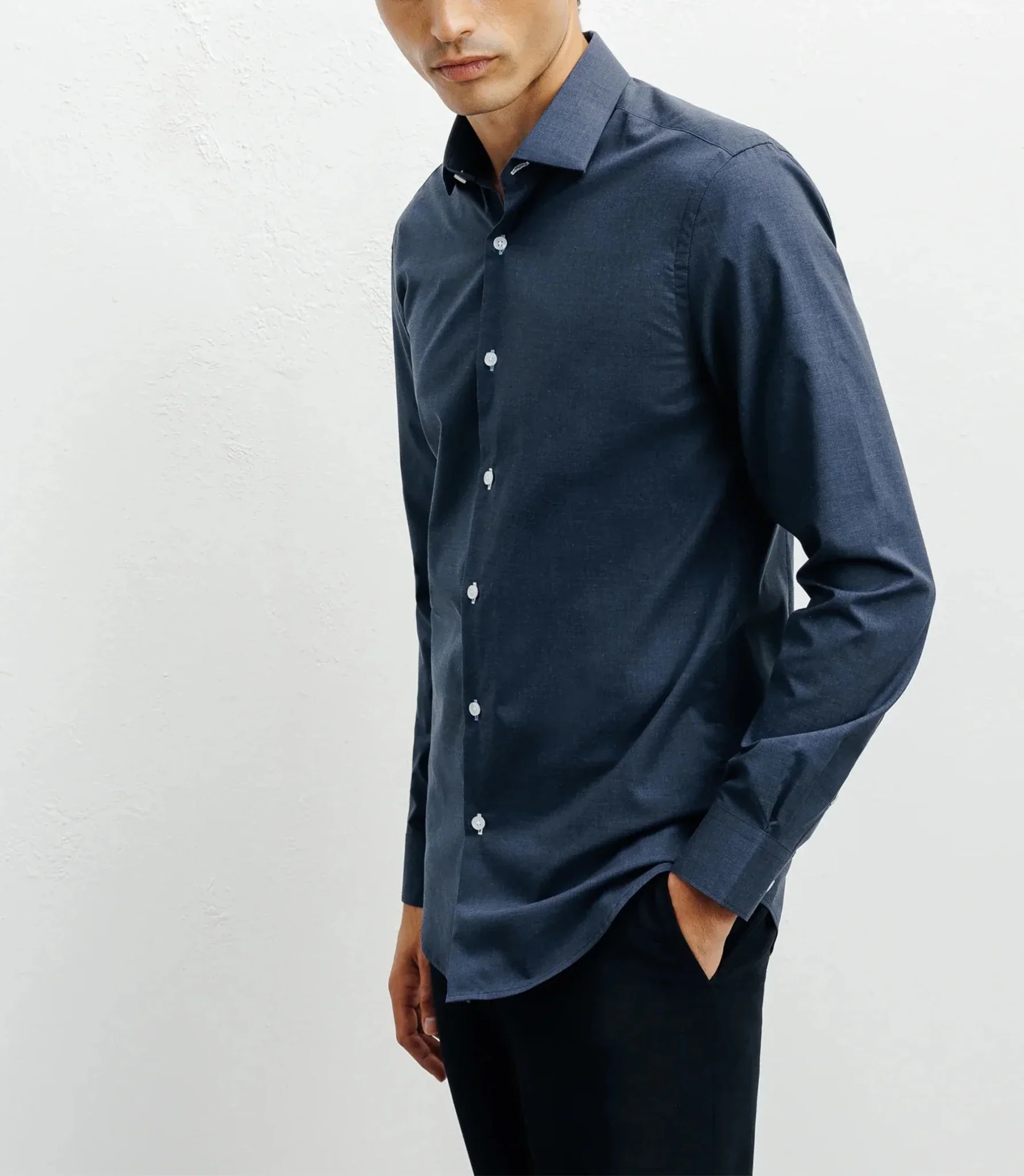Chemise ville imprimée marine