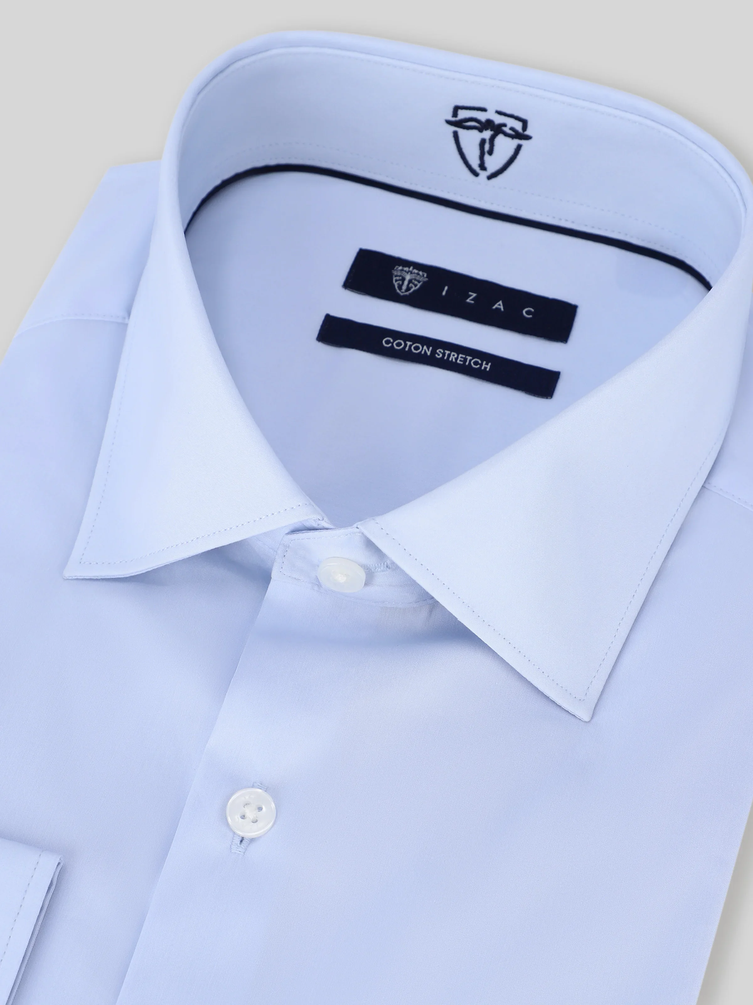 Chemise ville satin de coton bleu ciel - Image 2