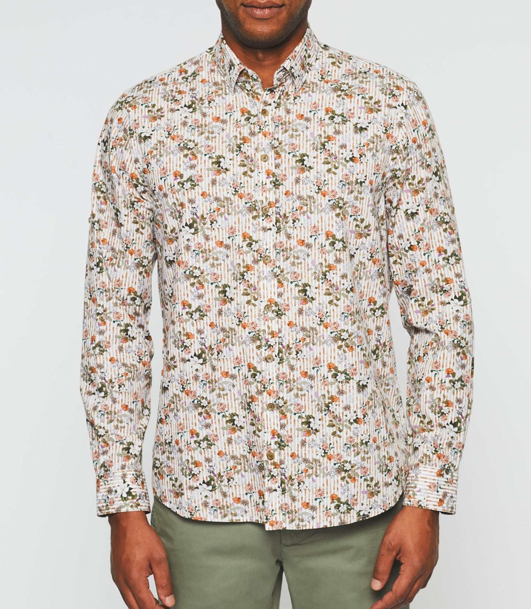 Chemise casual imprimée beige kaki "Kalidor"