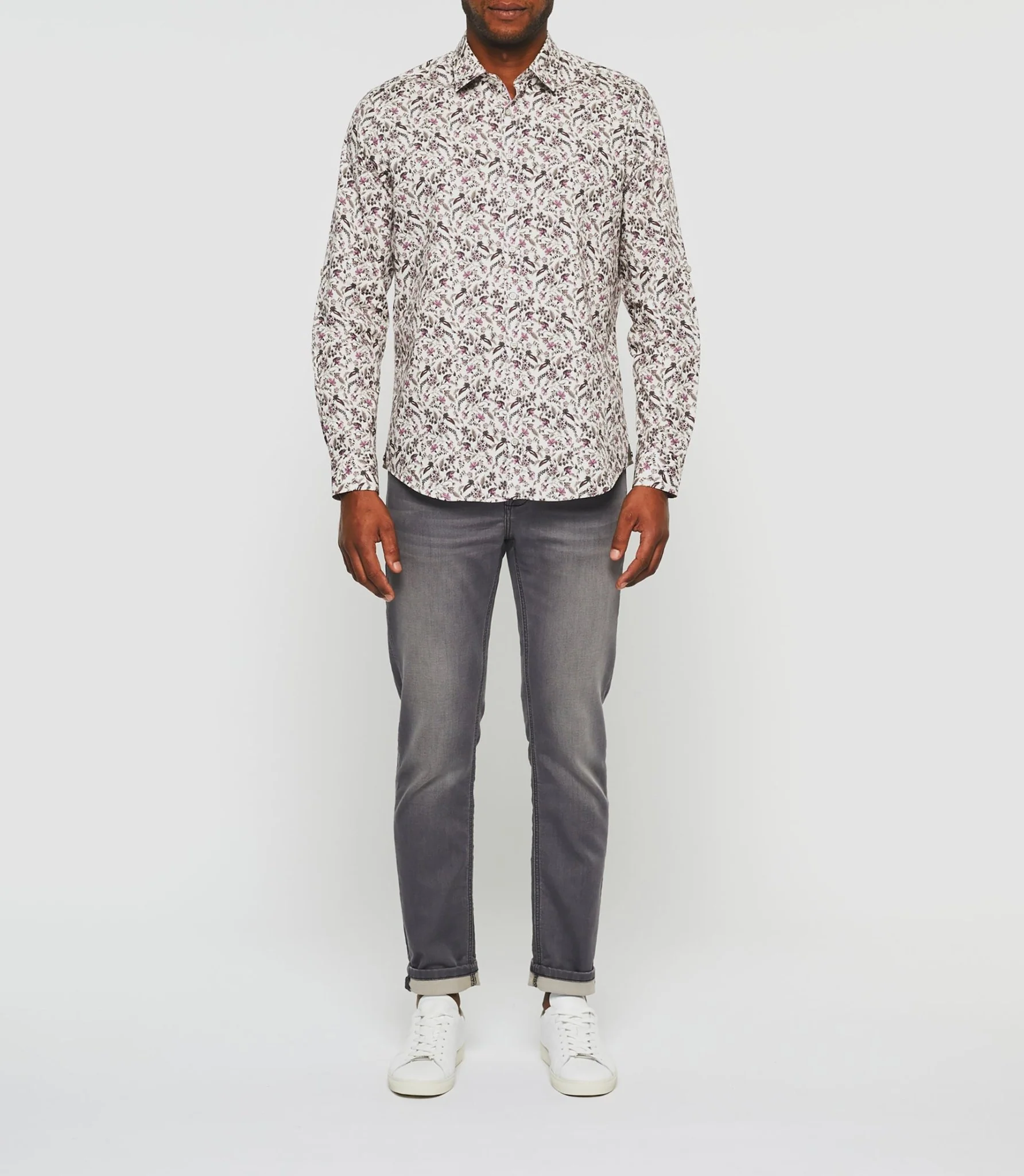 Chemise imprimée beige et kaki "Kayon"