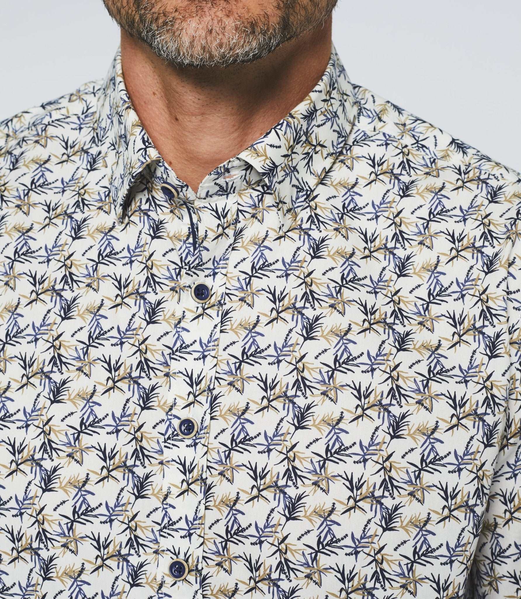 Chemise manches courtes blanche et bleue "Kerane" - Image 4