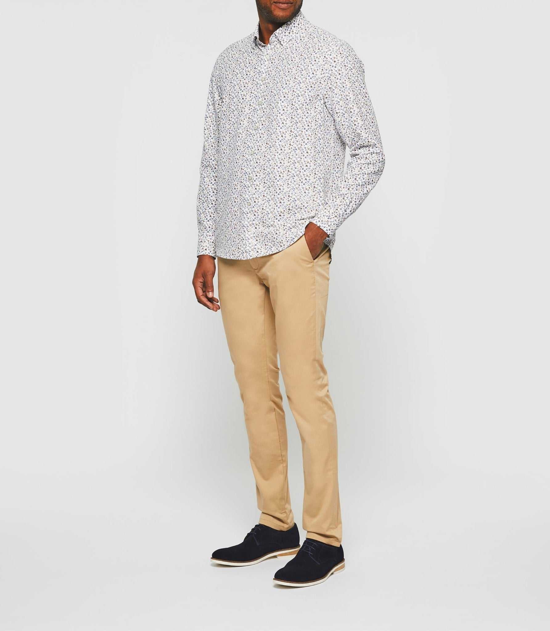 Chemise casual blanche à imprimé camel "Karly"