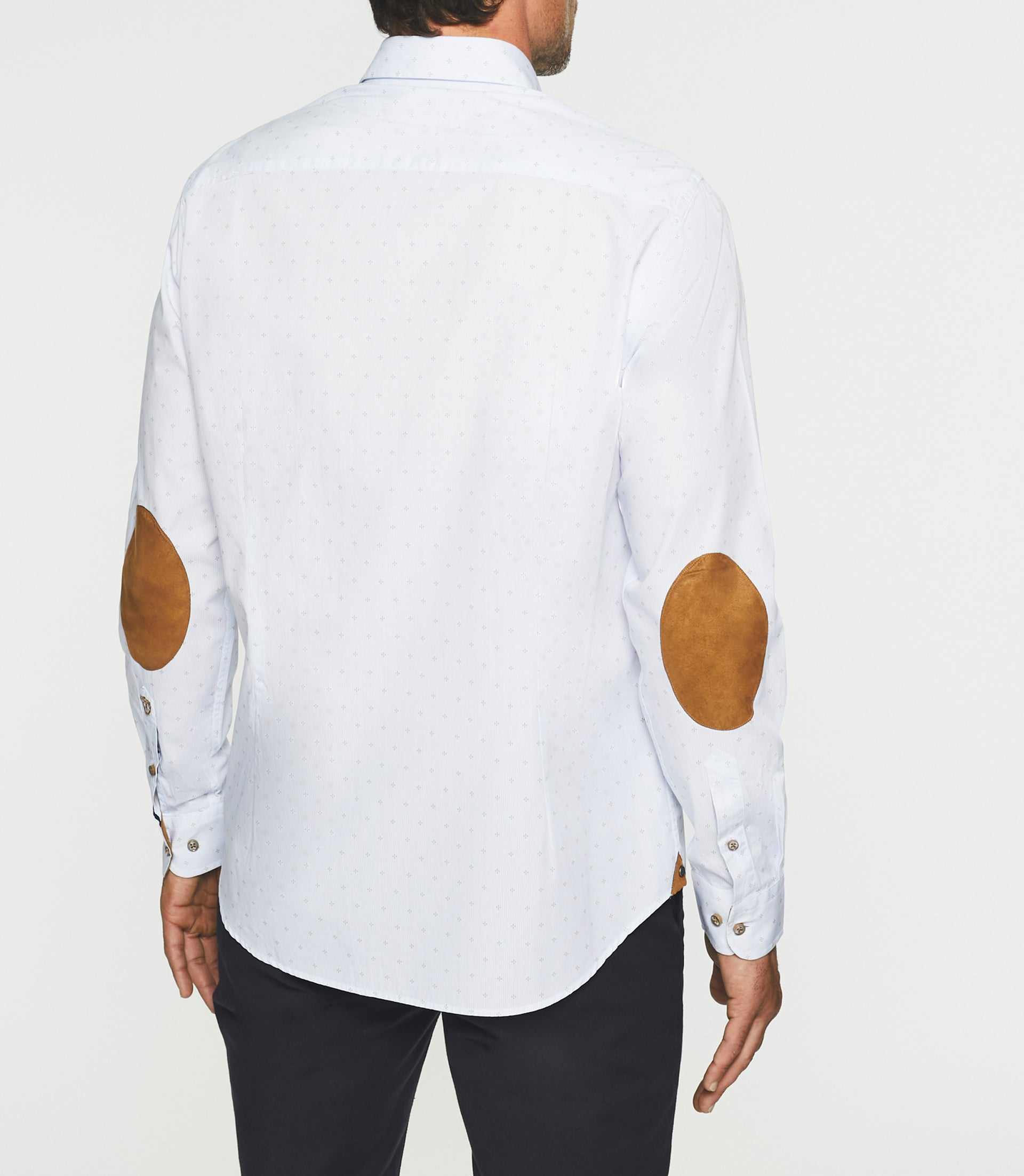 Chemise casual imprimé blanc et camel JULES - Image 4