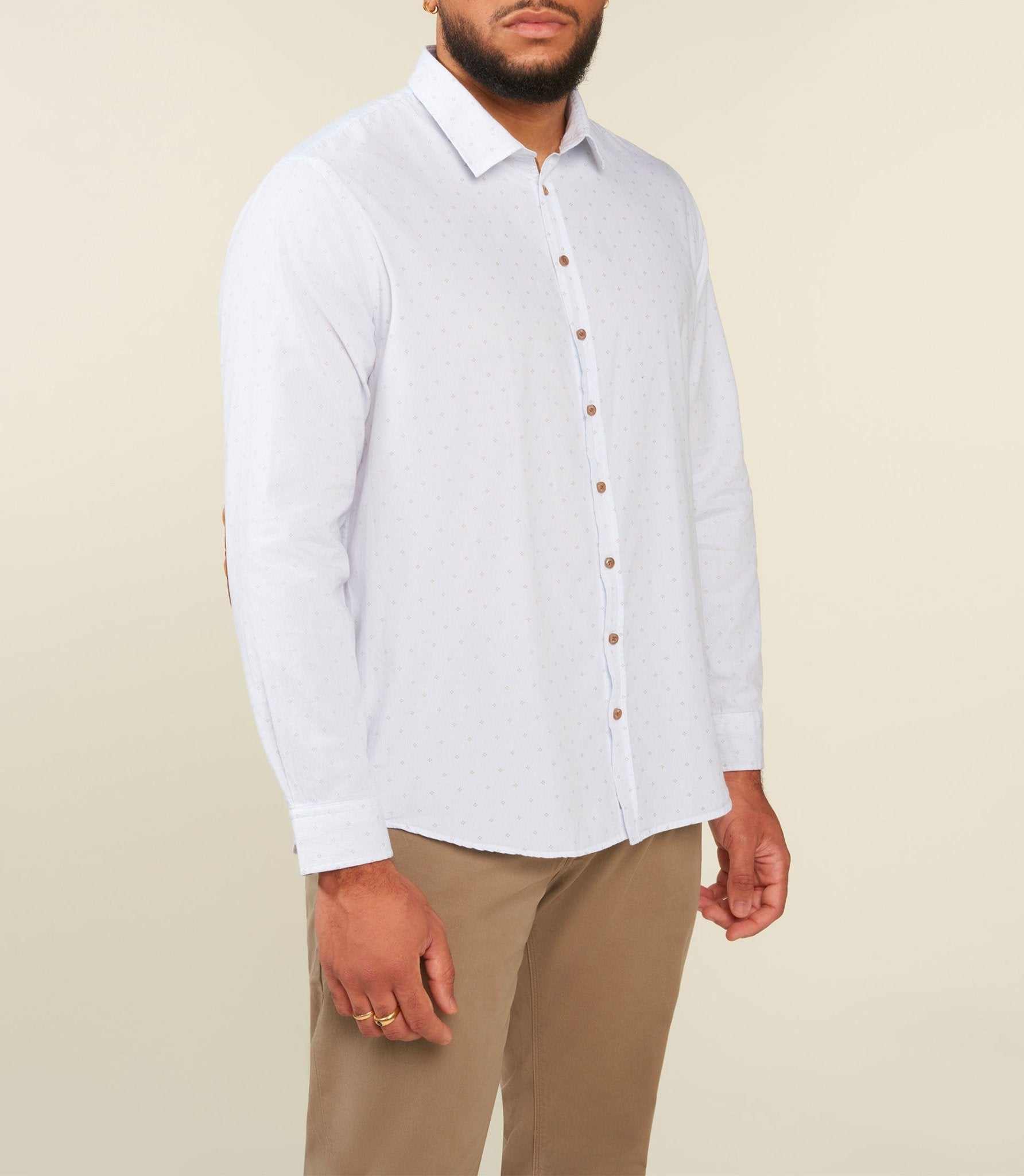 Chemise à rayures blanche et camel JULESBT - Image 2