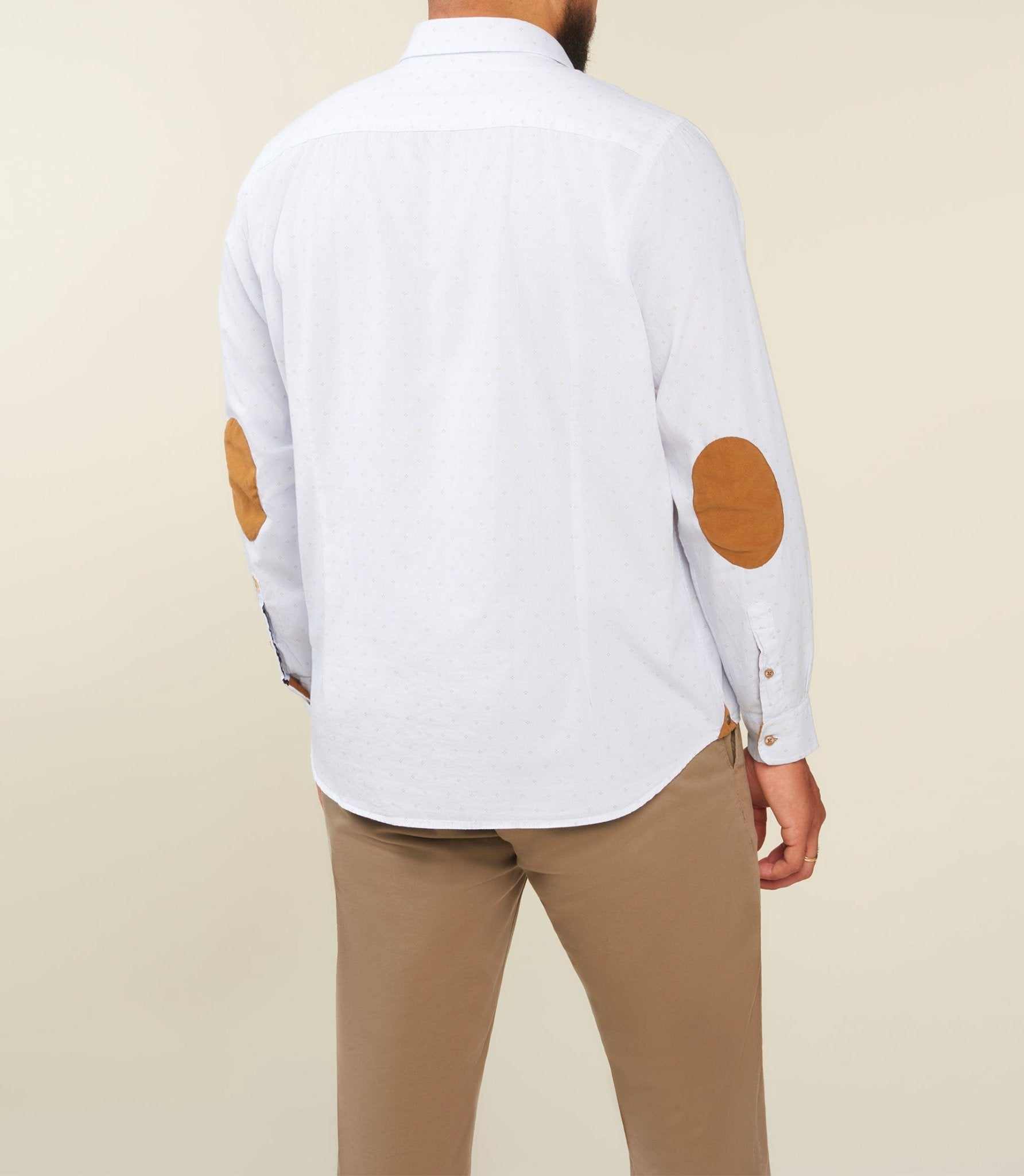 Chemise à rayures blanche et camel JULESBT - Image 3