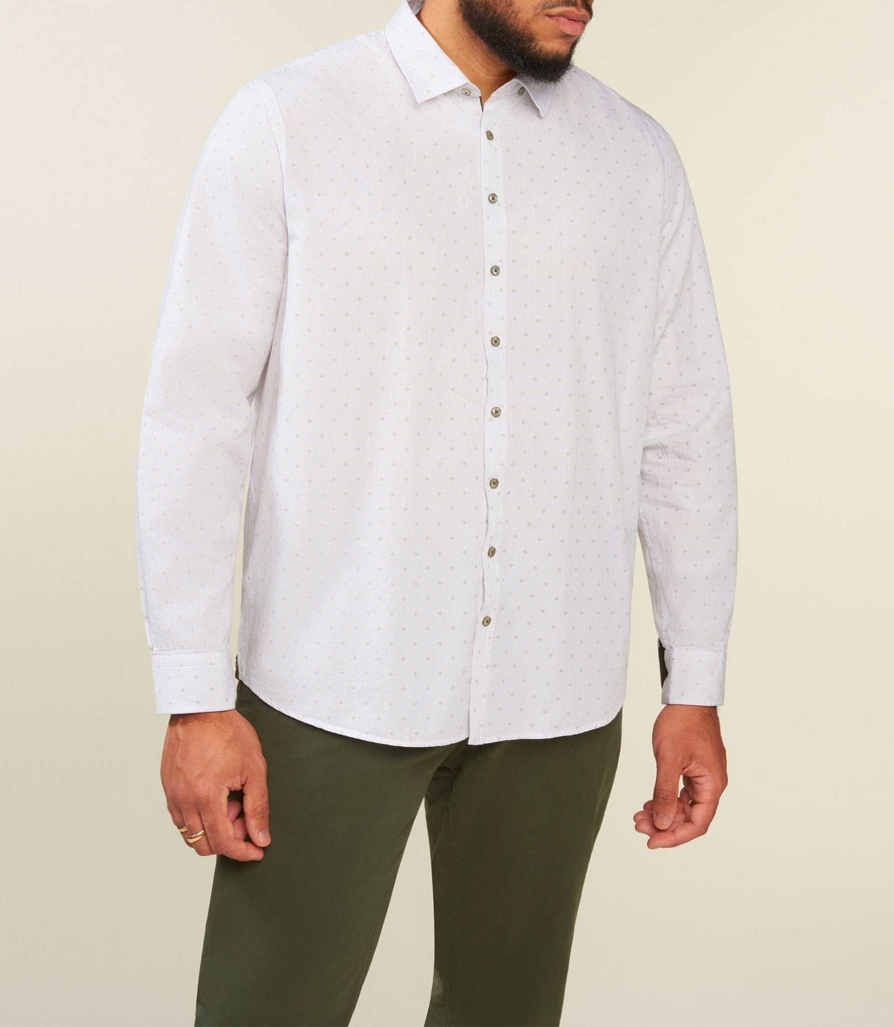 Chemise à rayures blanche et kaki JULESBT - Image 3
