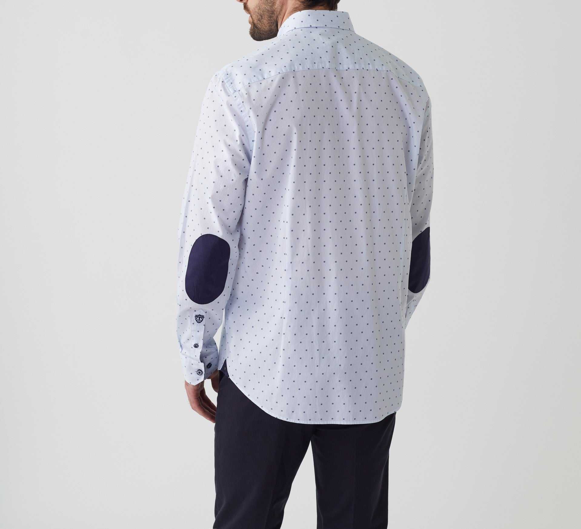 Chemise casual imprimé blanc-marine "Aissam" - Image 3
