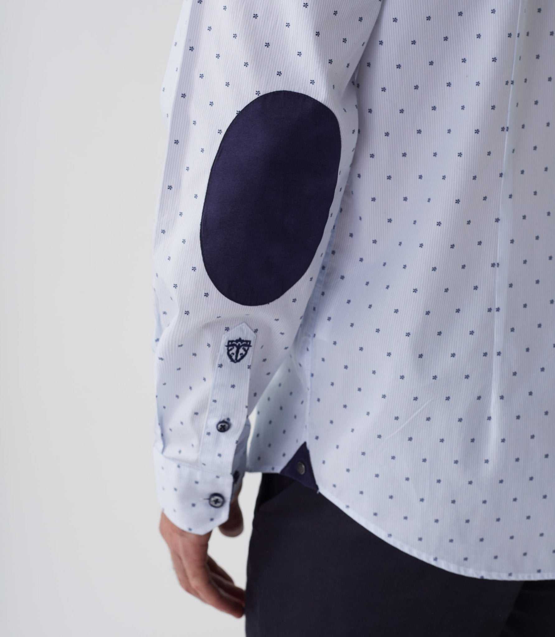 Chemise casual imprimé blanc-marine "Aissam" - Image 4