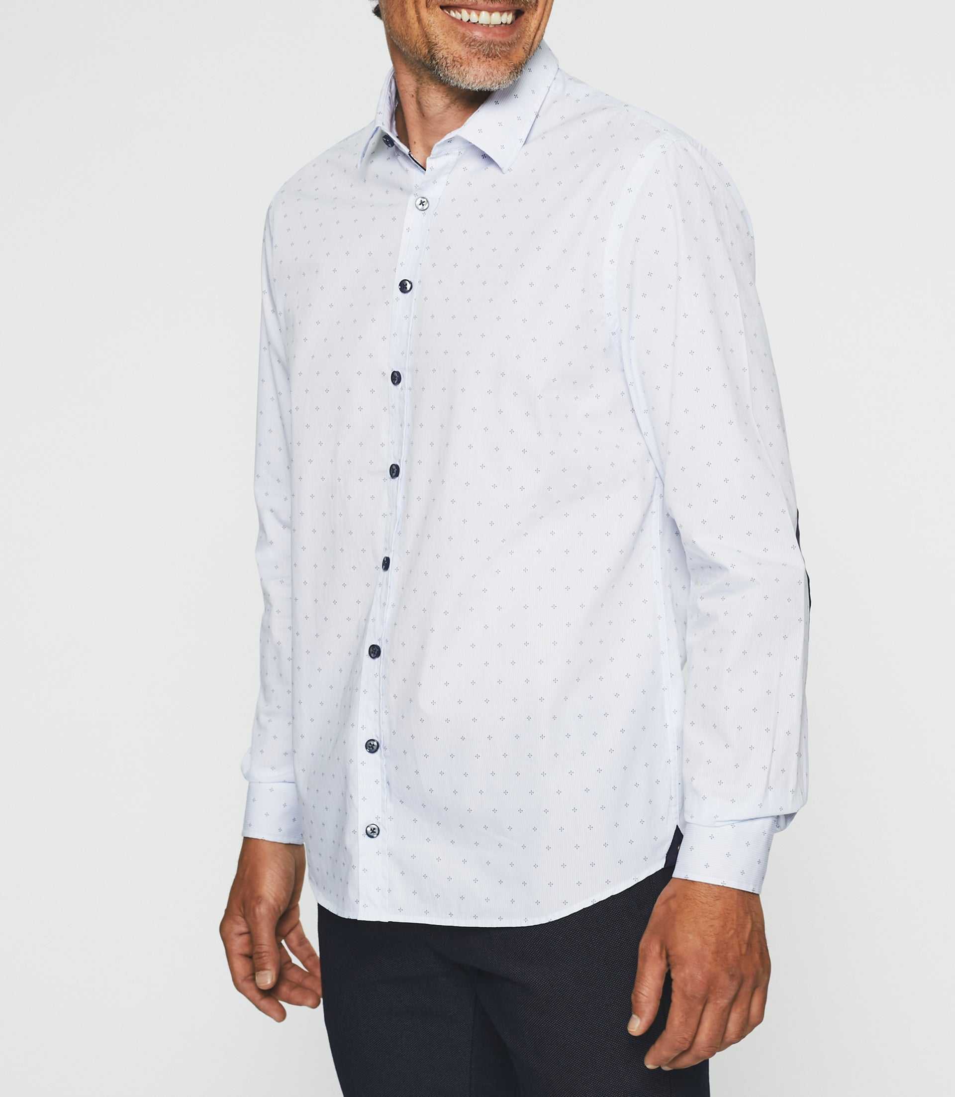 Chemise casual imprimé blanc et marine JULES
