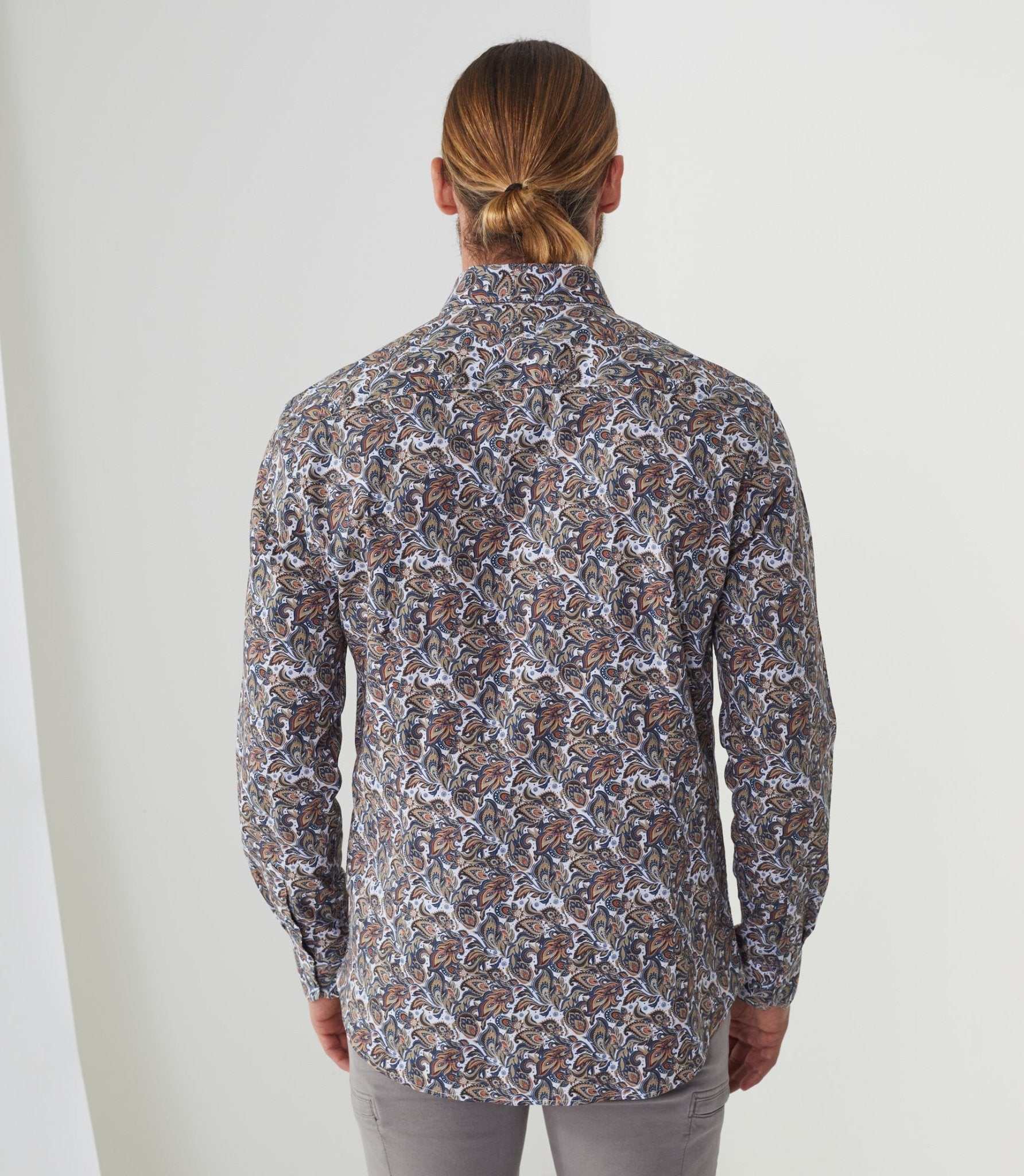 Chemise casual imprimé blanc-rouille "Albane" - Image 3