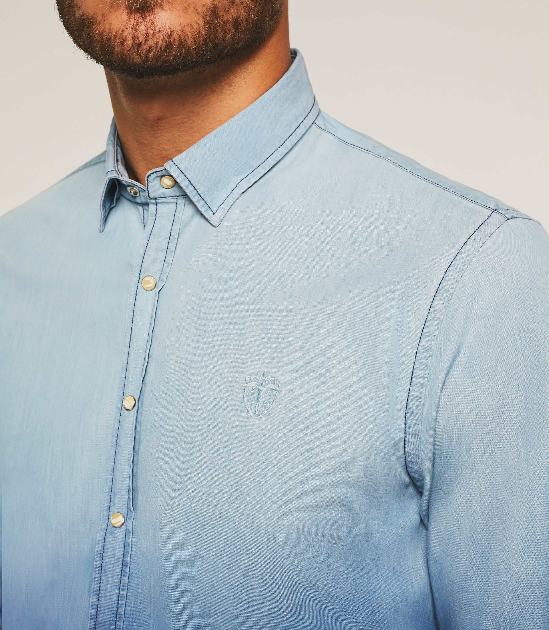 Chemise casual dégradé dip dye en jean bleu "Kim" - Image 2