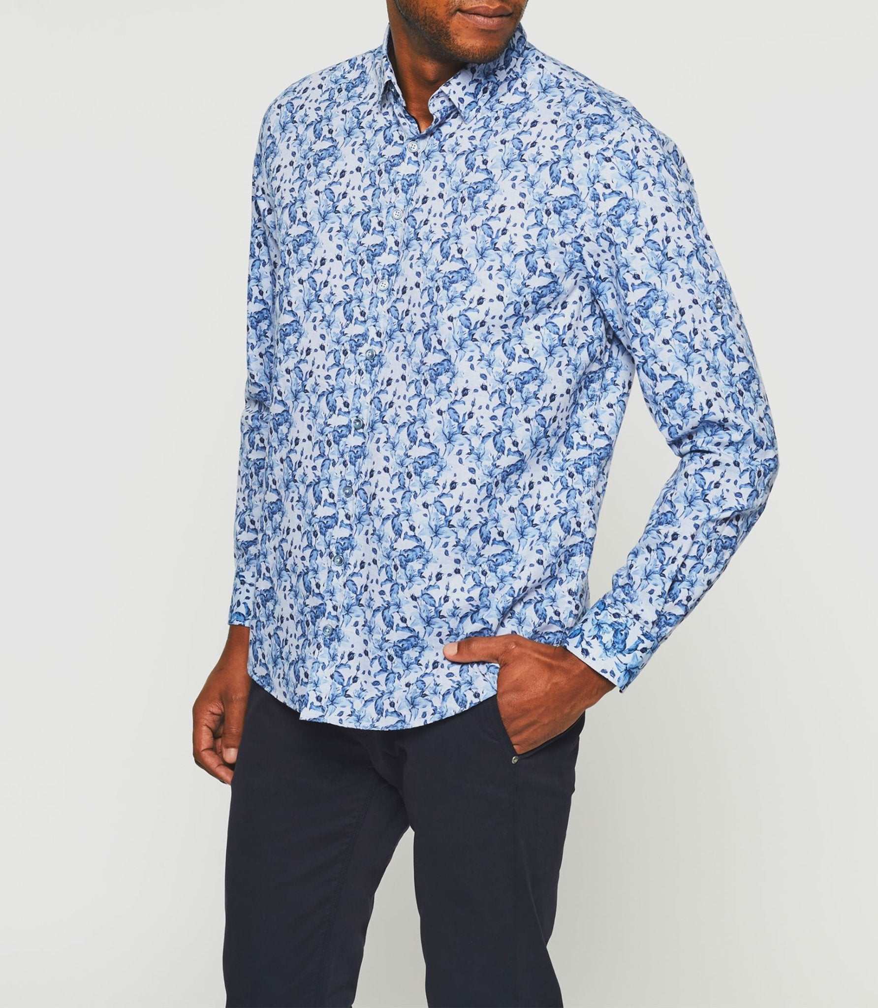 Chemise casual à imprimé bleu "Kiti" - Image 2