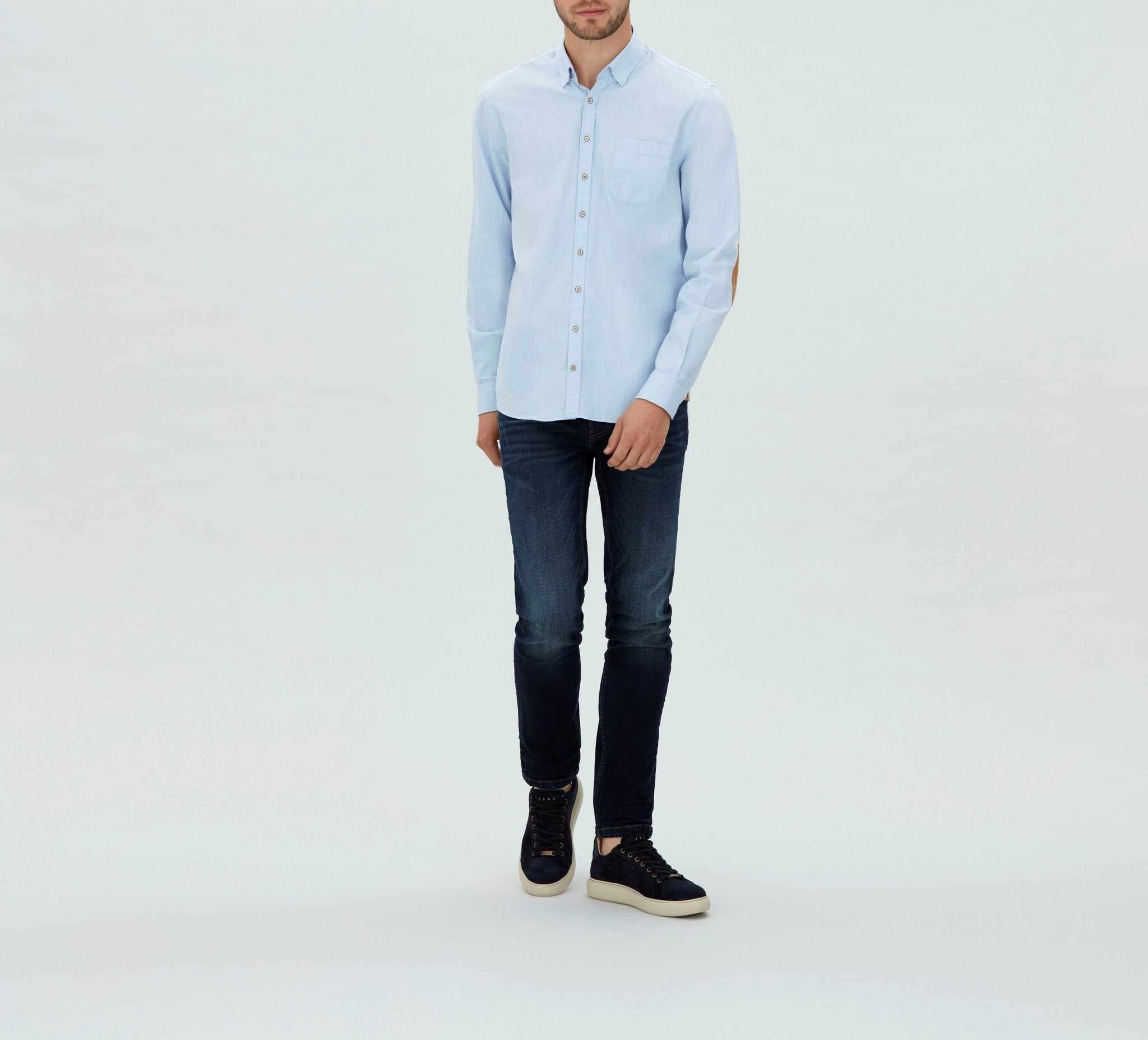 Chemise casual bleu ciel en coton lavé "Marilou"