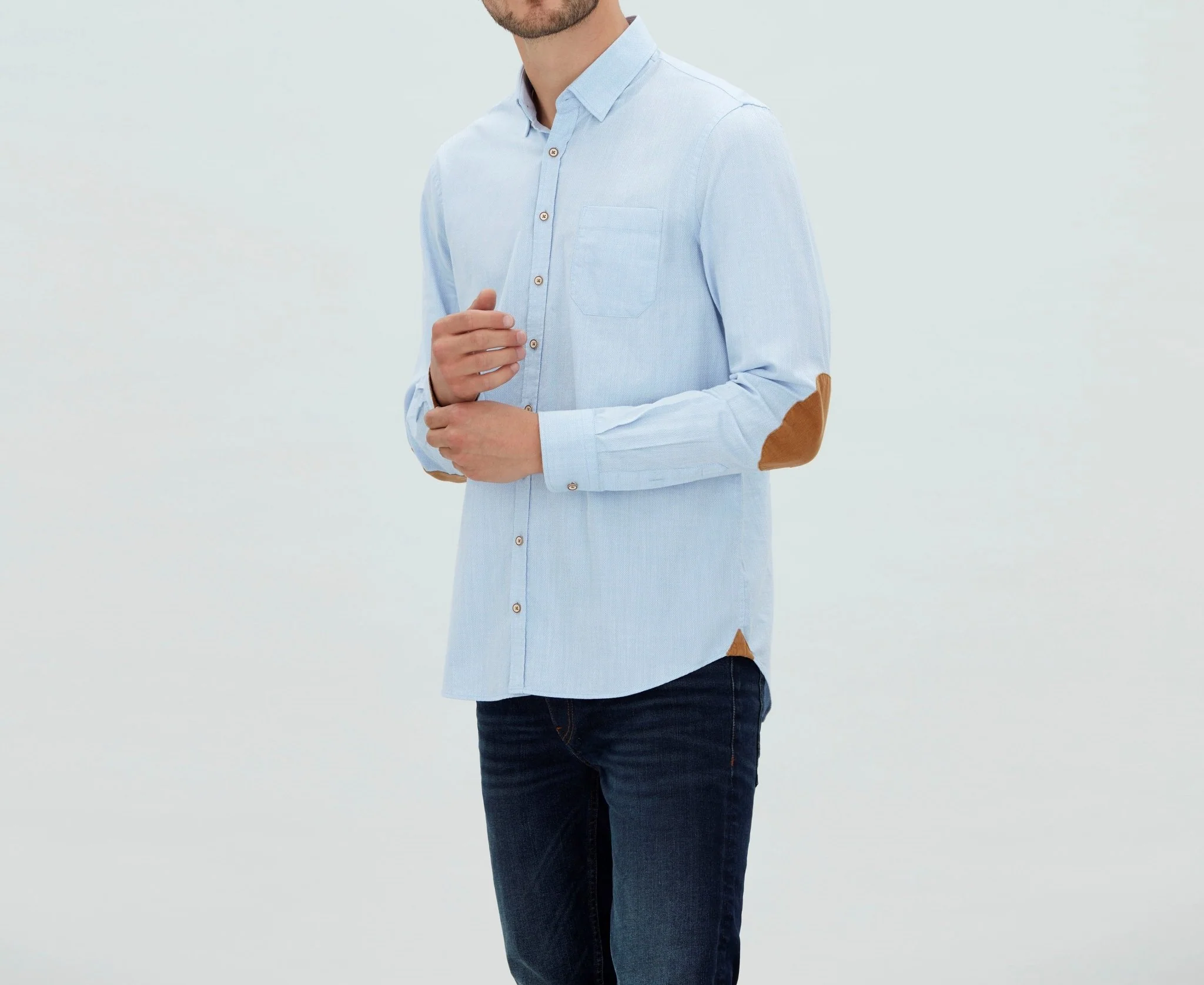 Chemise casual bleu ciel en coton lavé "Marilou" - Image 3