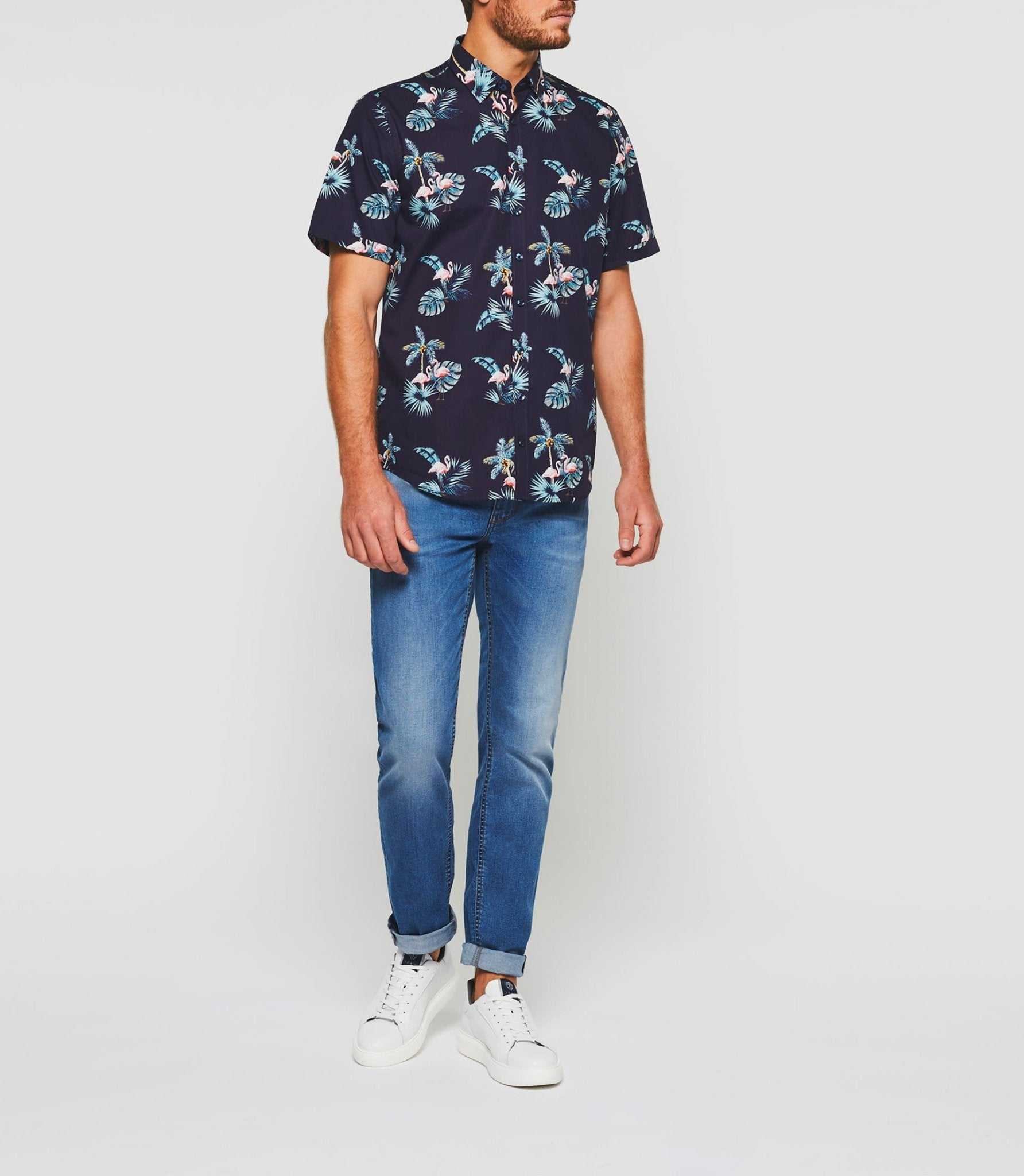Chemise manches courtes marine "Kili"