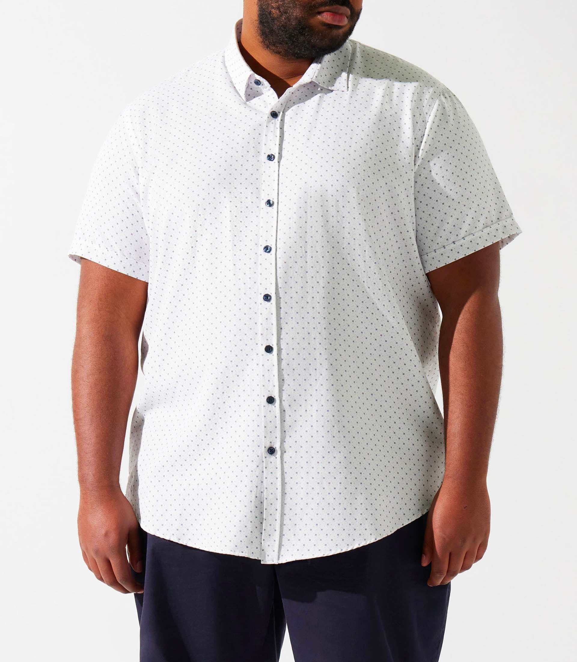 Chemise manches courtes à imprimé blanche et marine KEDDYBT - Image 2