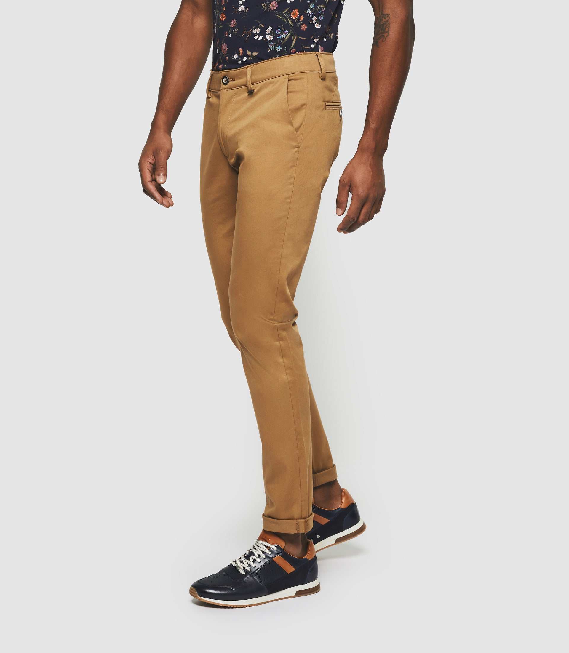 Pantalon chino satin CAMEL - Image 4