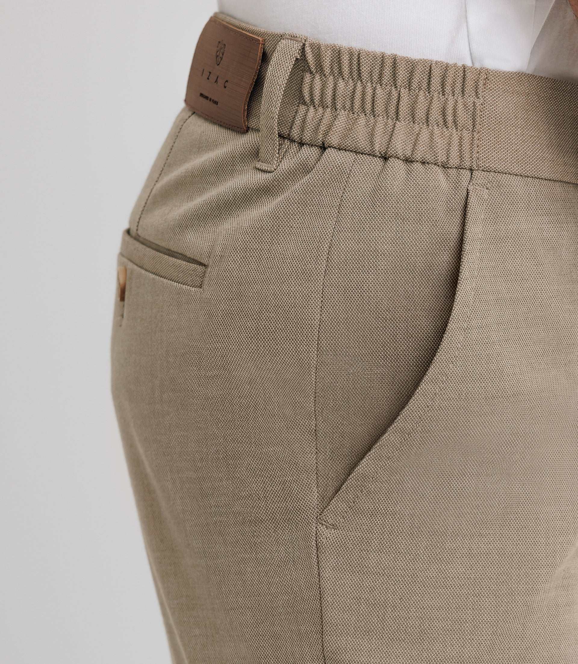 Pantalon chino taille élastique beige - Image 4