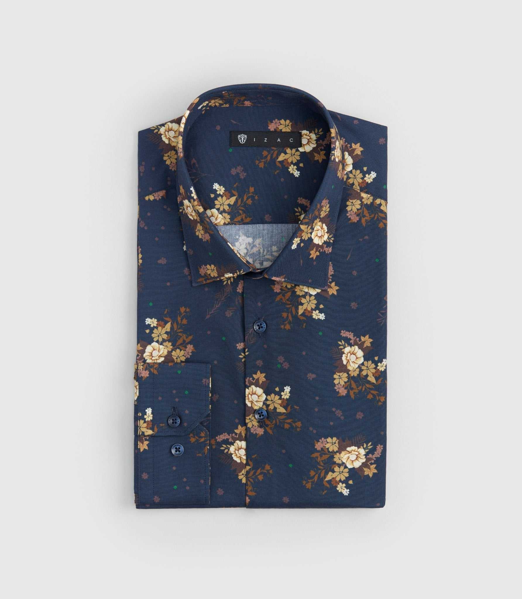 Chemise imprimée marine "Solaire"