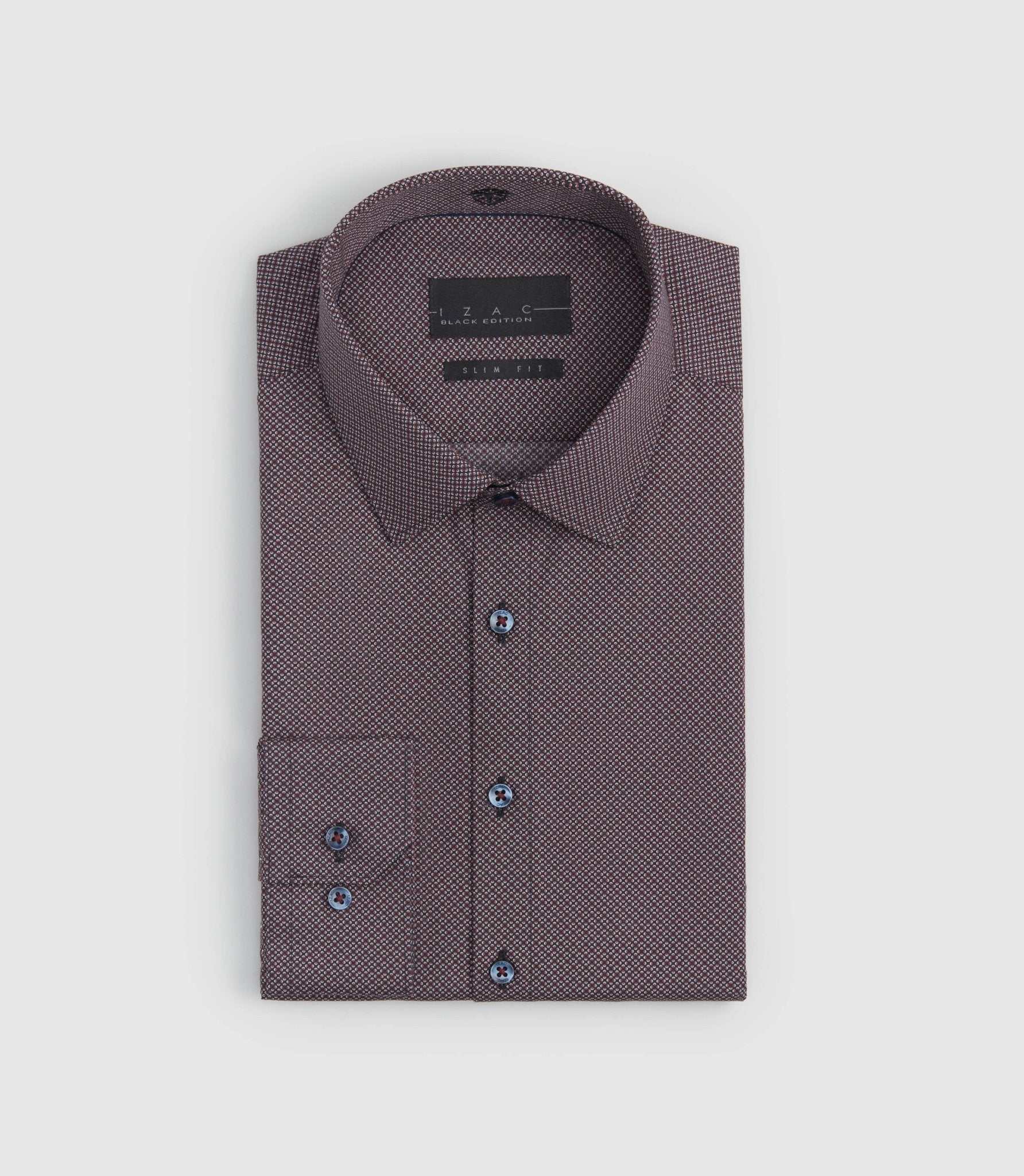 Chemise micro motifs bordeaux "Samba" - Image 3