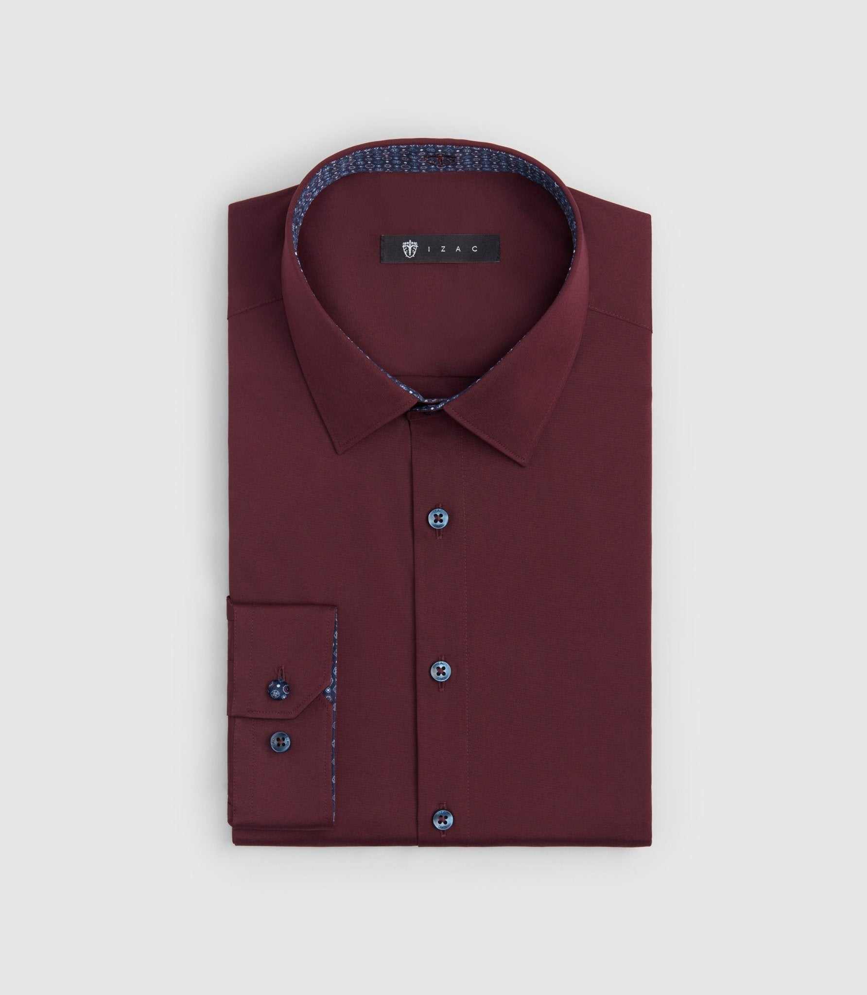 Chemise slim fantaisie bordeaux "Sapeur" - Image 3