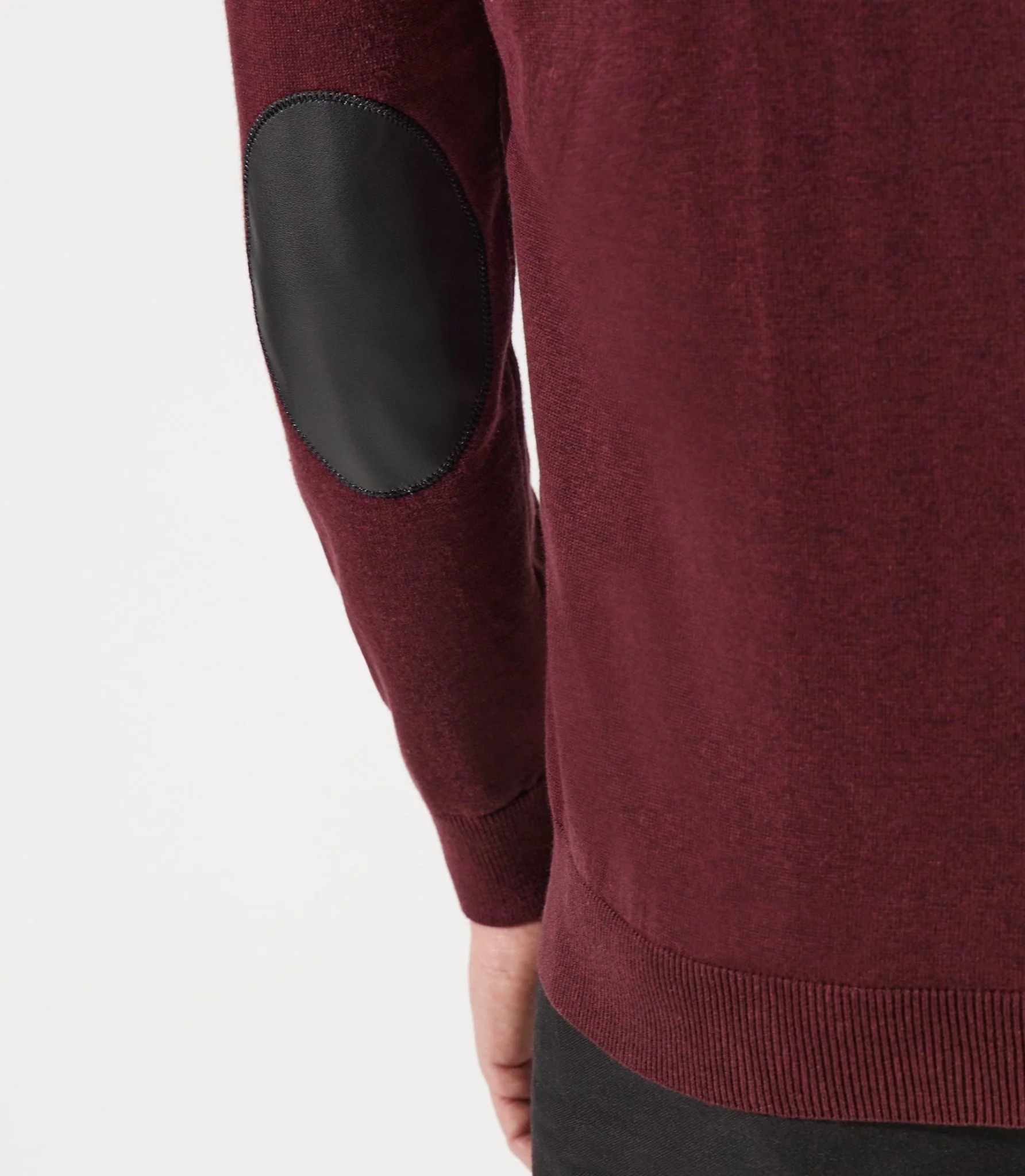 Pull col rond épaule boutonné bordeaux - Image 5