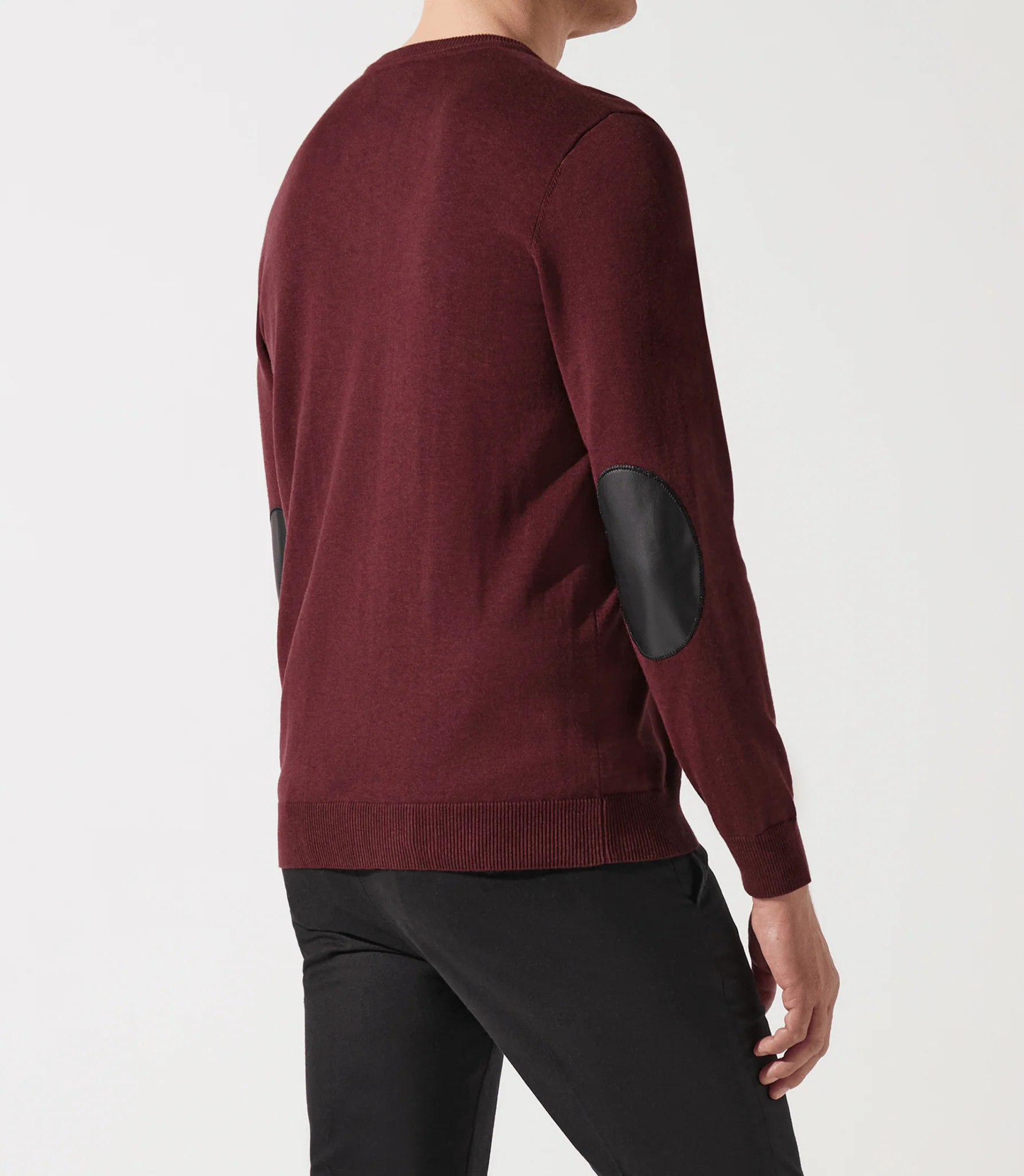 Pull col rond rayé épaule boutonnée bordeaux - Image 5