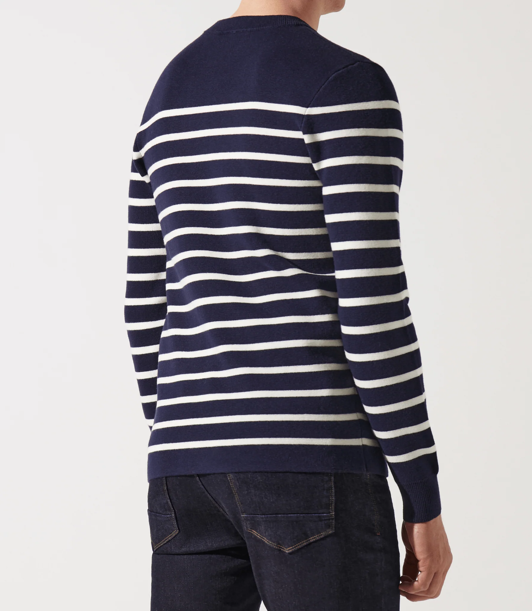 Pull col rond à rayures marine - Image 3