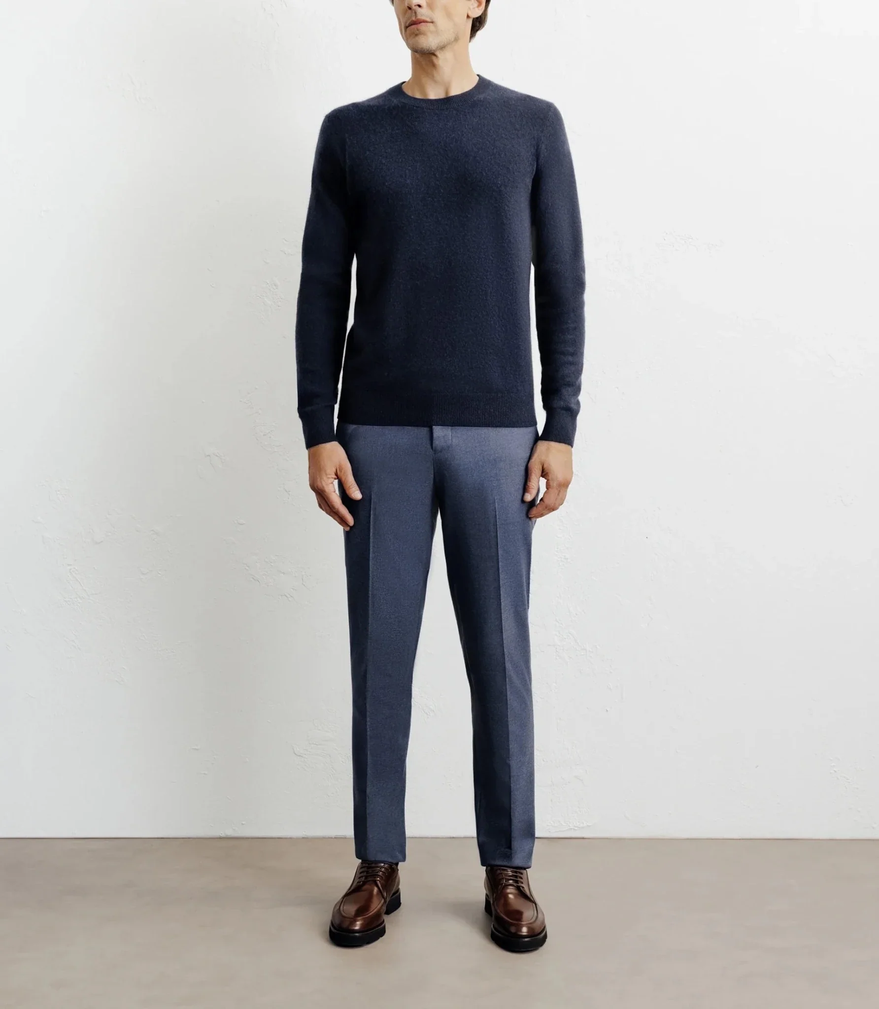 Pull col rond 100% cachemire marine - Image 4