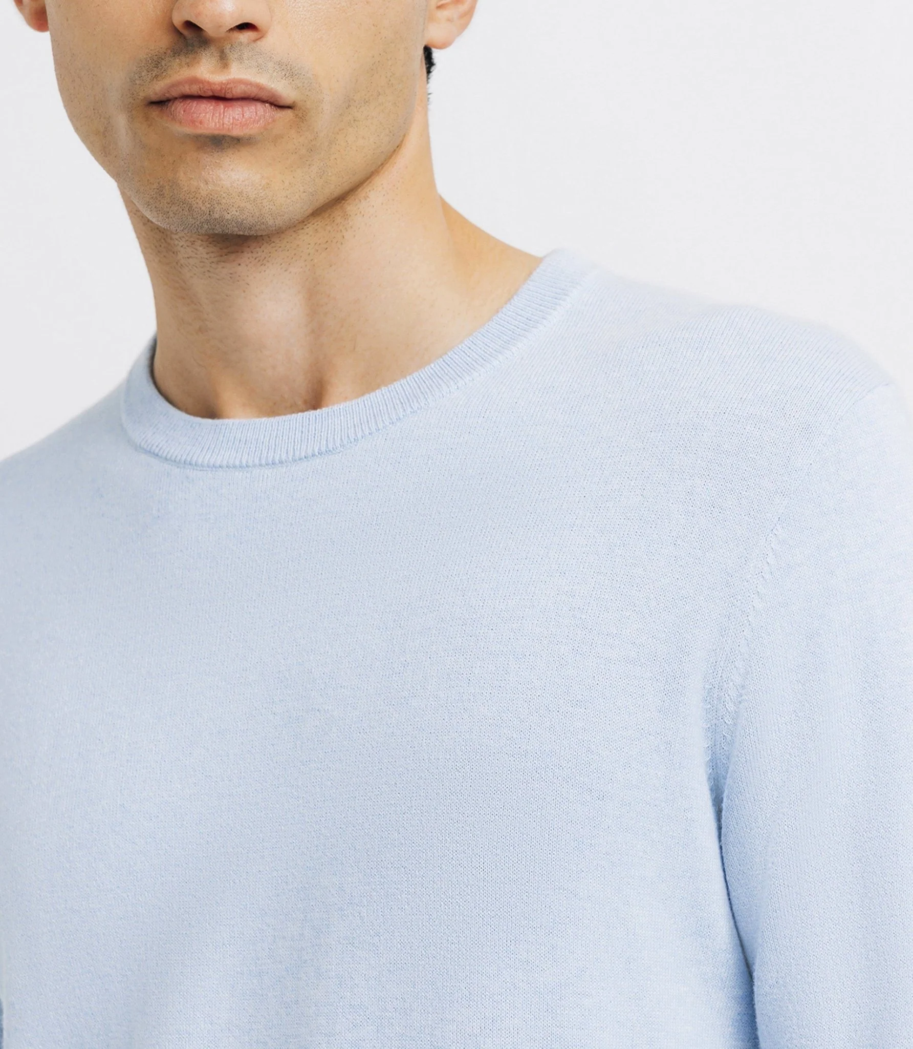 Pull col rond double fil ciel - Image 2