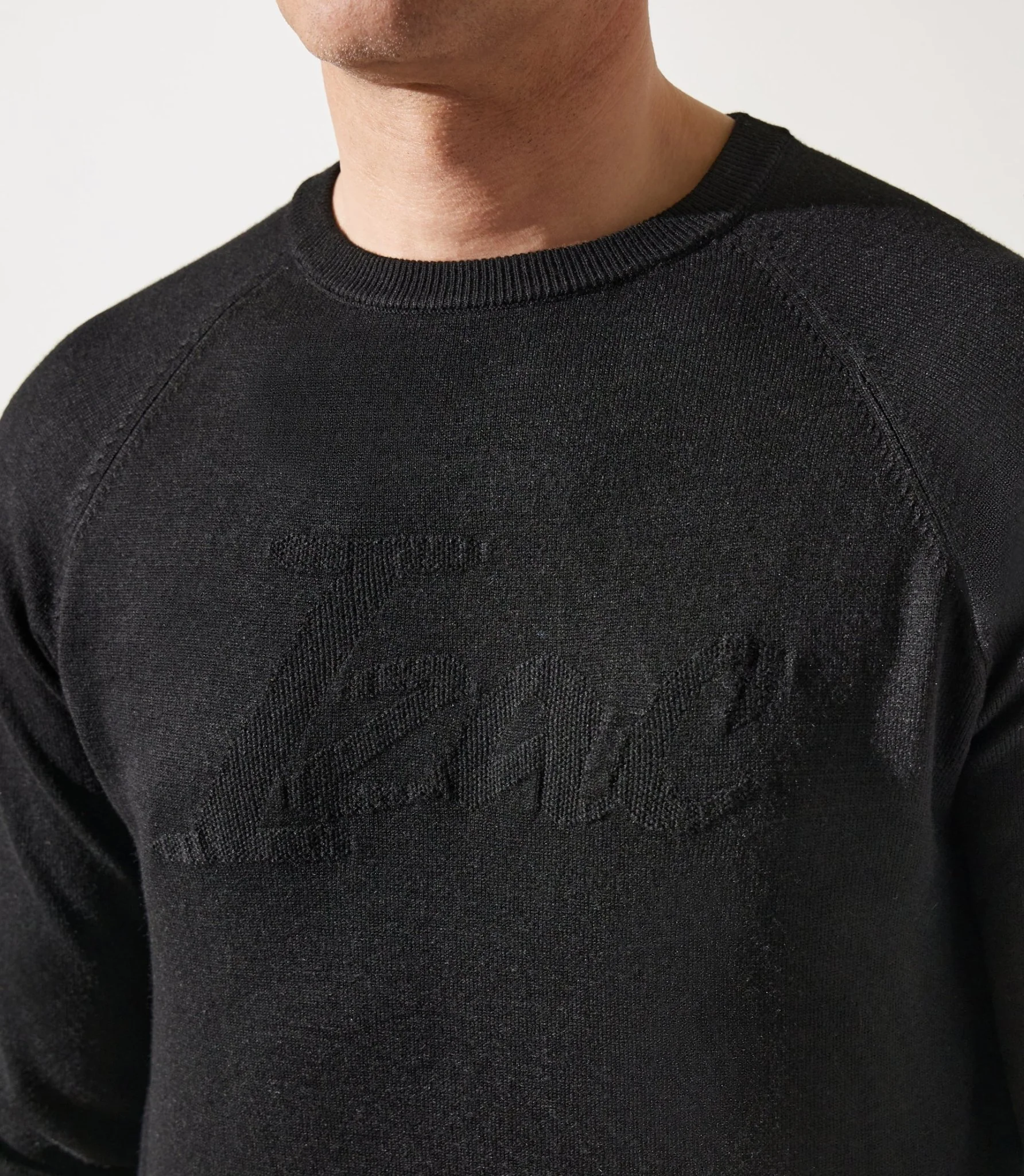 Pull col rond jacquard noir - Image 3