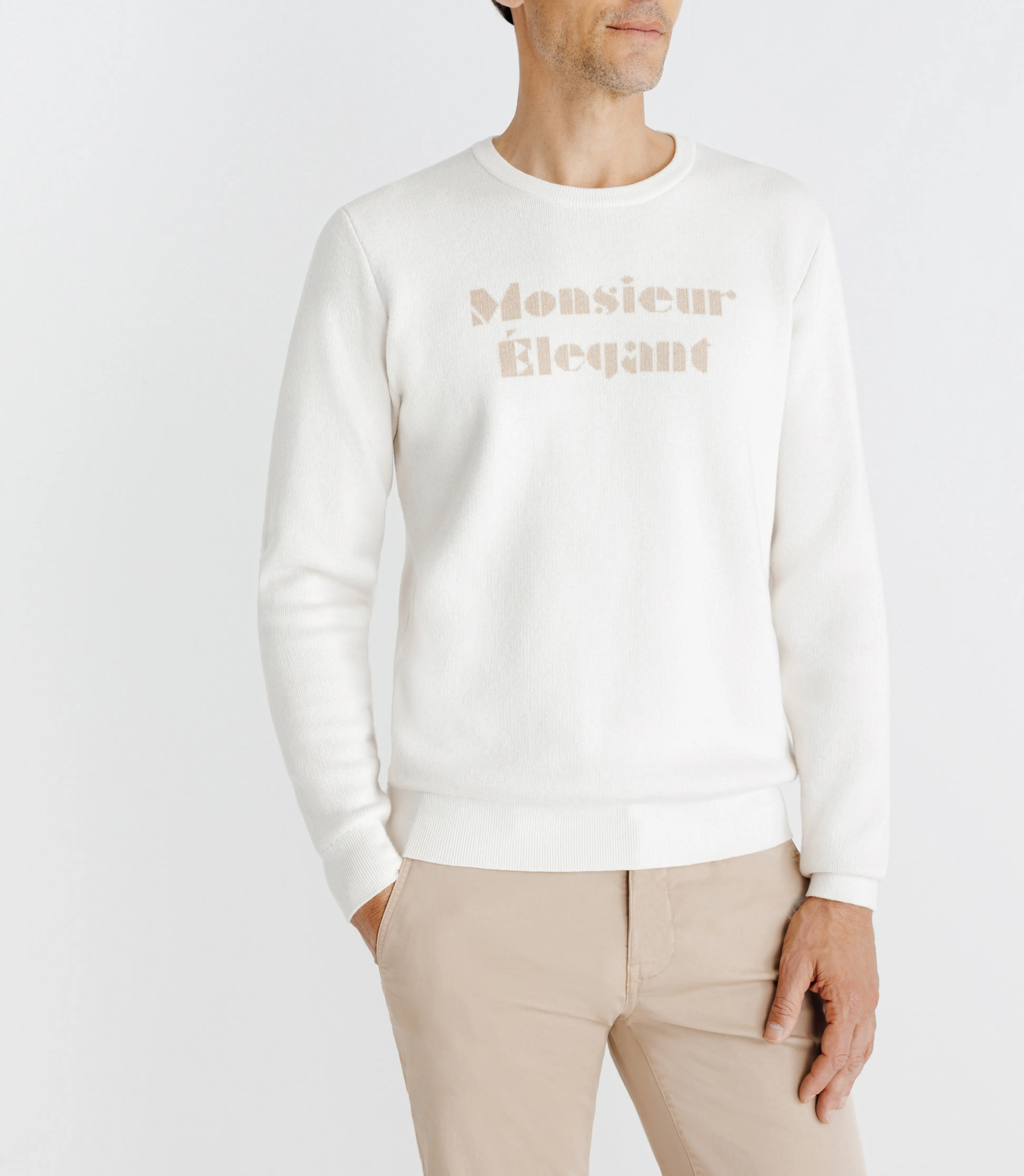 Pull avec message écru