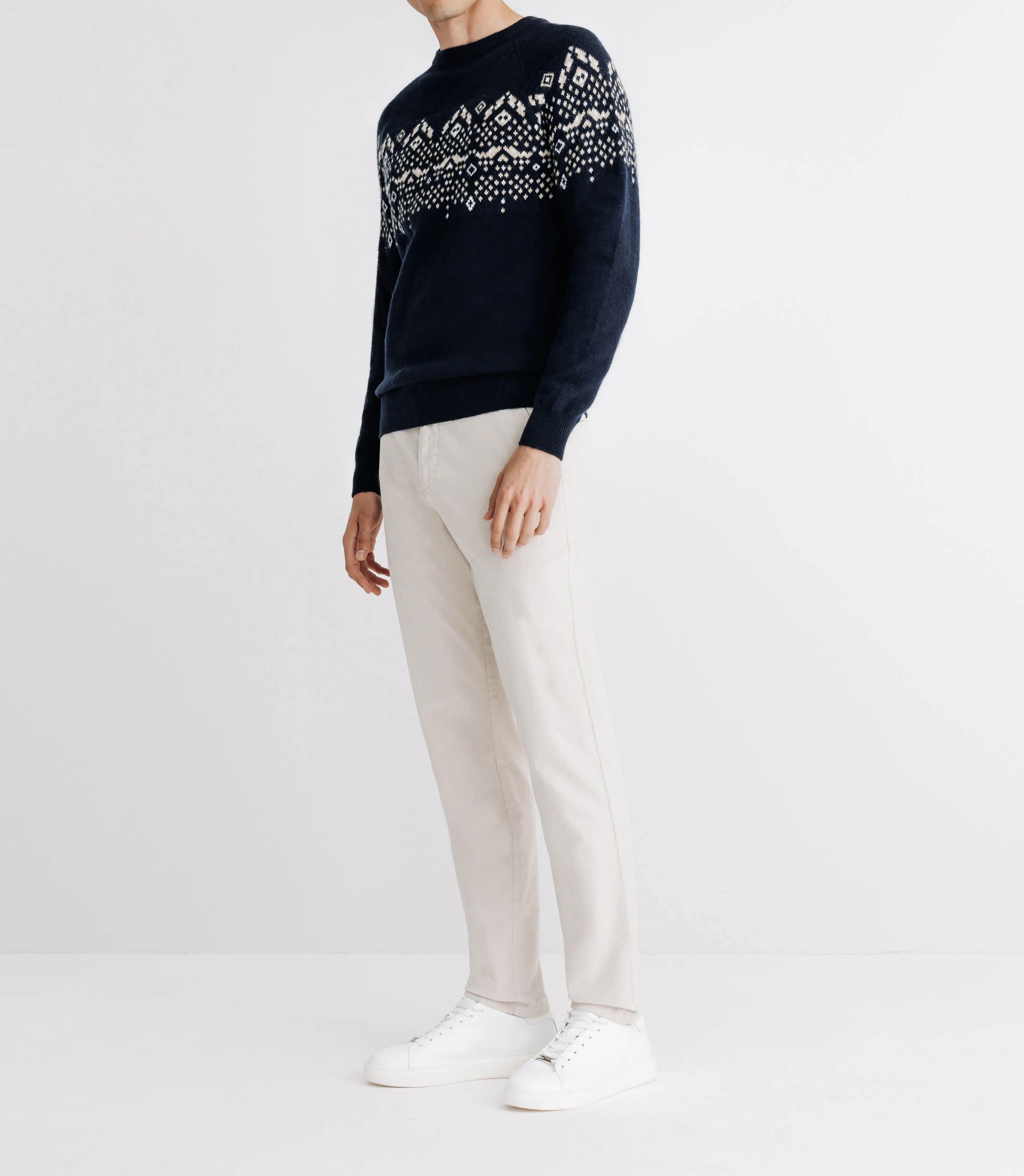 Pull en jacquard col rond marine - Image 3
