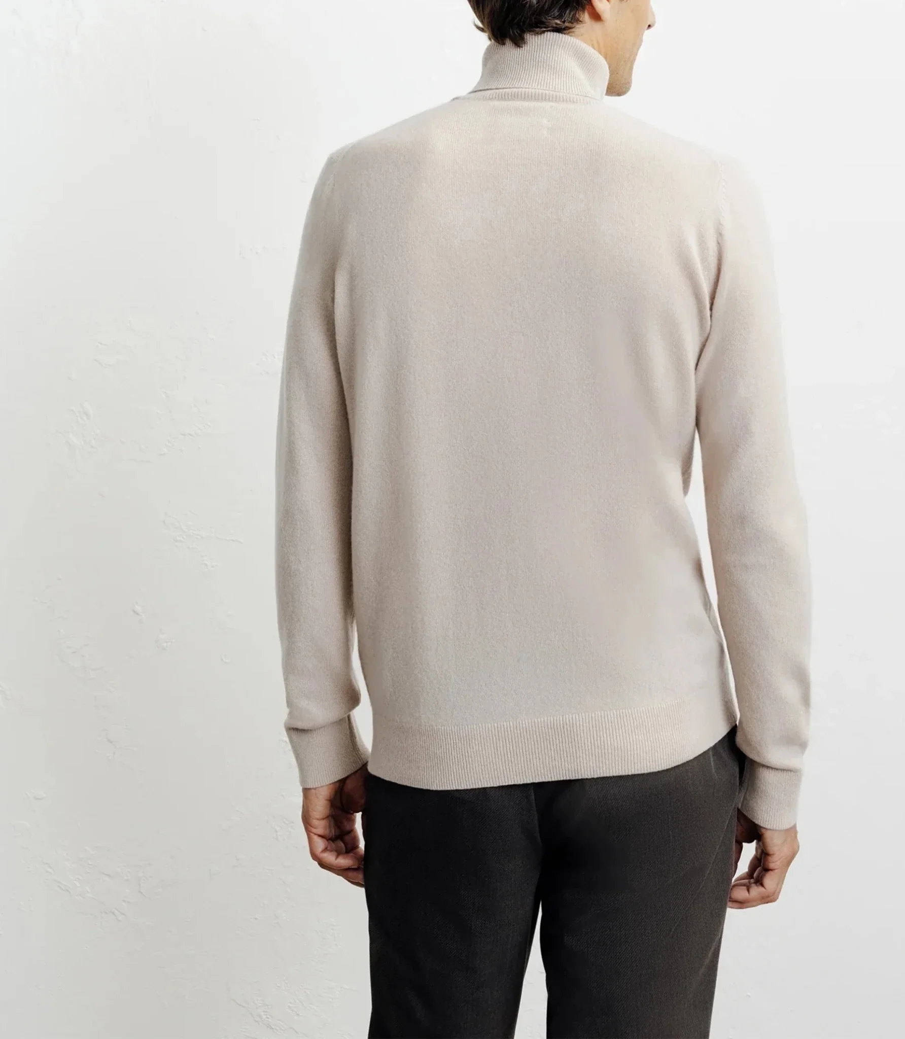 Pull col roulé 100% cachemire beige - Image 4
