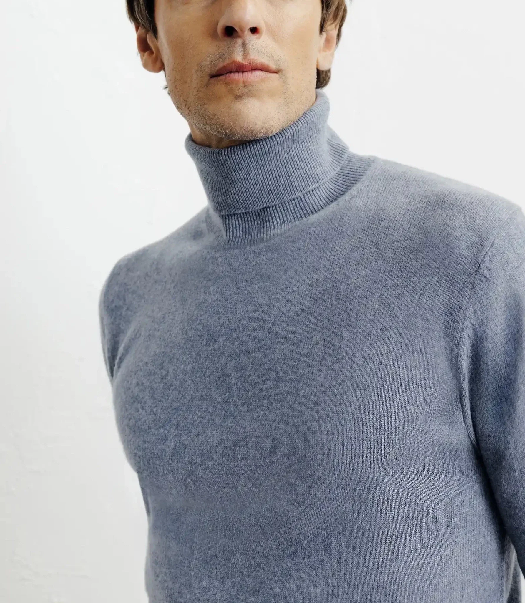 Pull col roulé 100% cachemire indigo - Image 3
