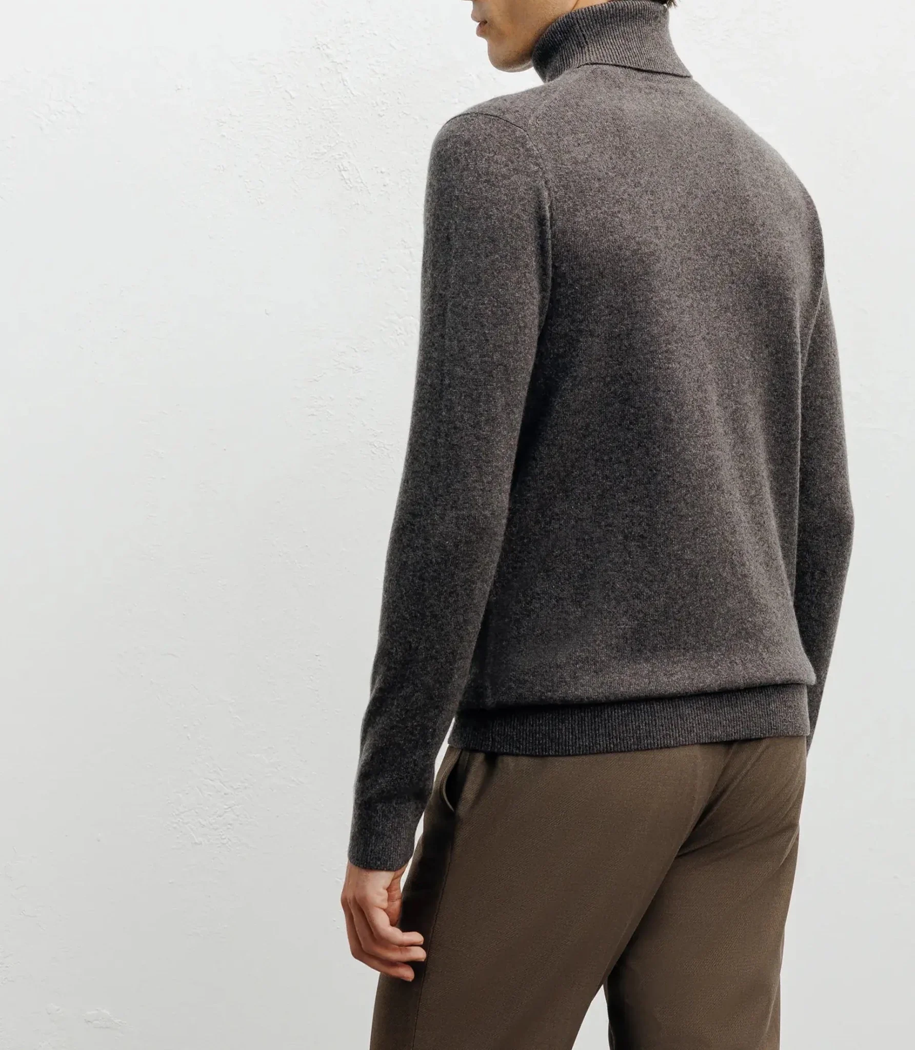 Pull col roulé 100% cachemire marron - Image 4