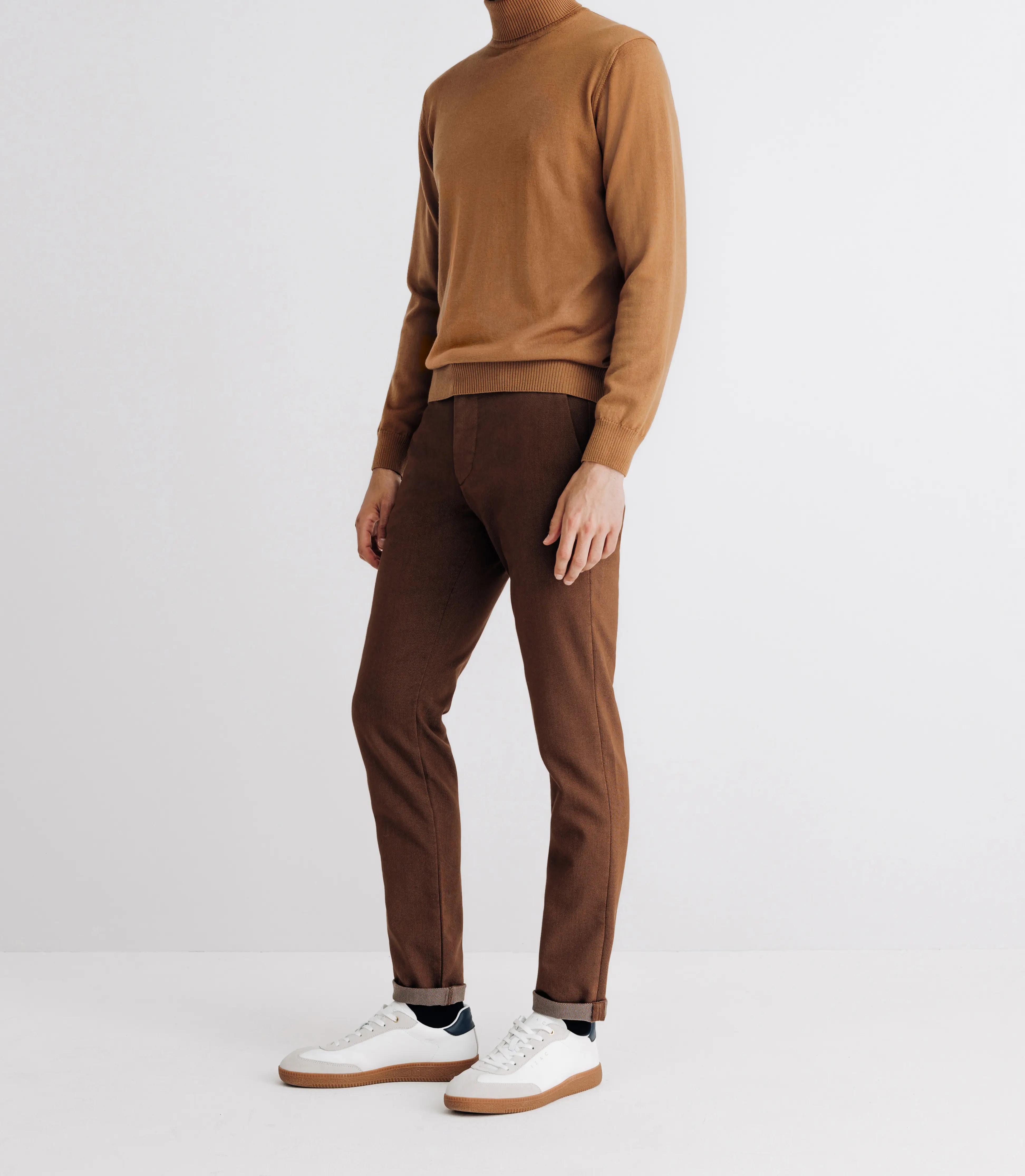 Pull col roulé en laine mérinos camel - Image 3