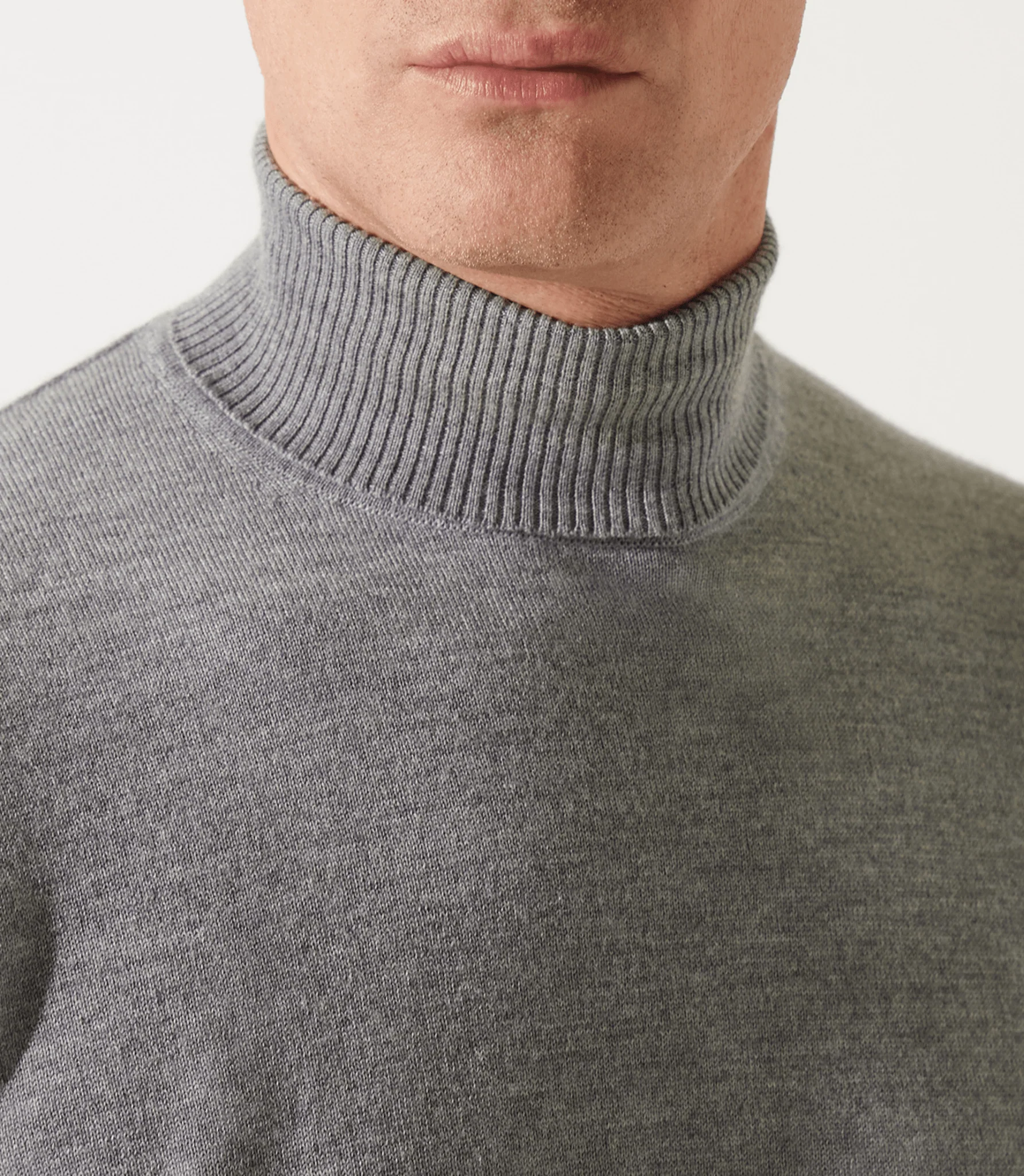 Pull col roulé gris chiné 100% mérinos - Image 3