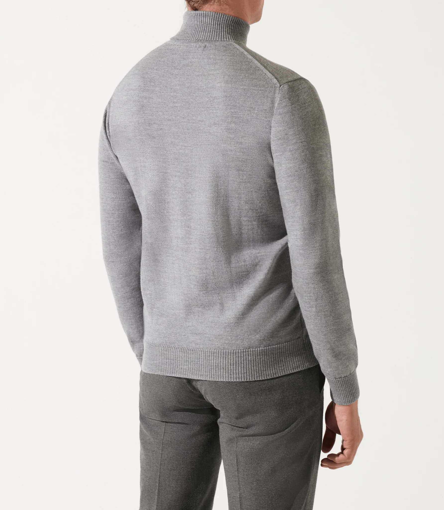 Pull col roulé gris chiné 100% mérinos - Image 4