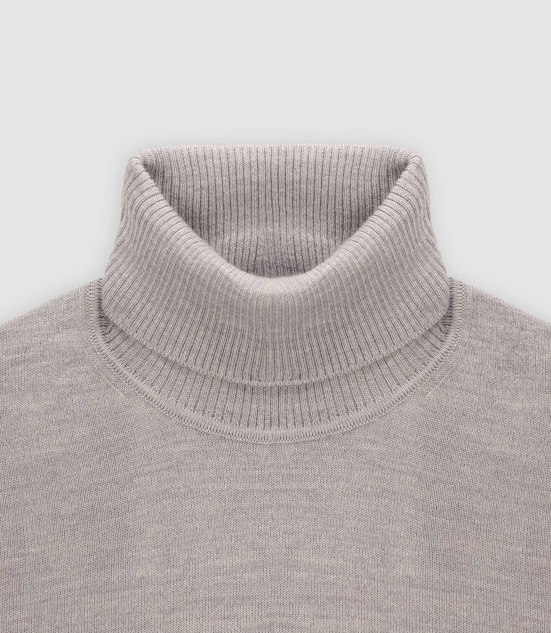 Pull col roulé gris chiné - Image 2