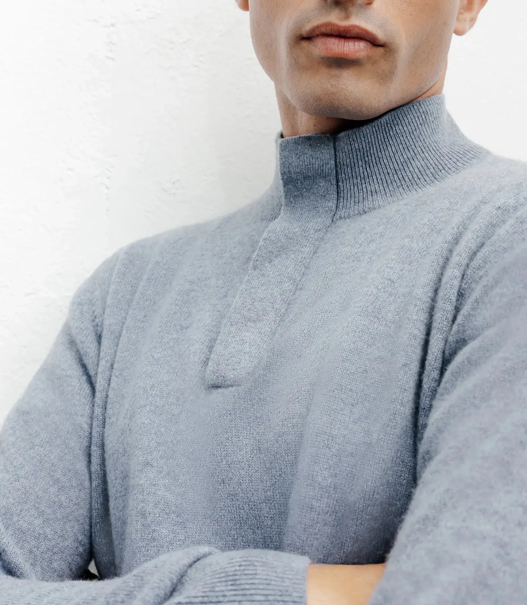 Pull col montant 100% cachemire indigo - Image 2