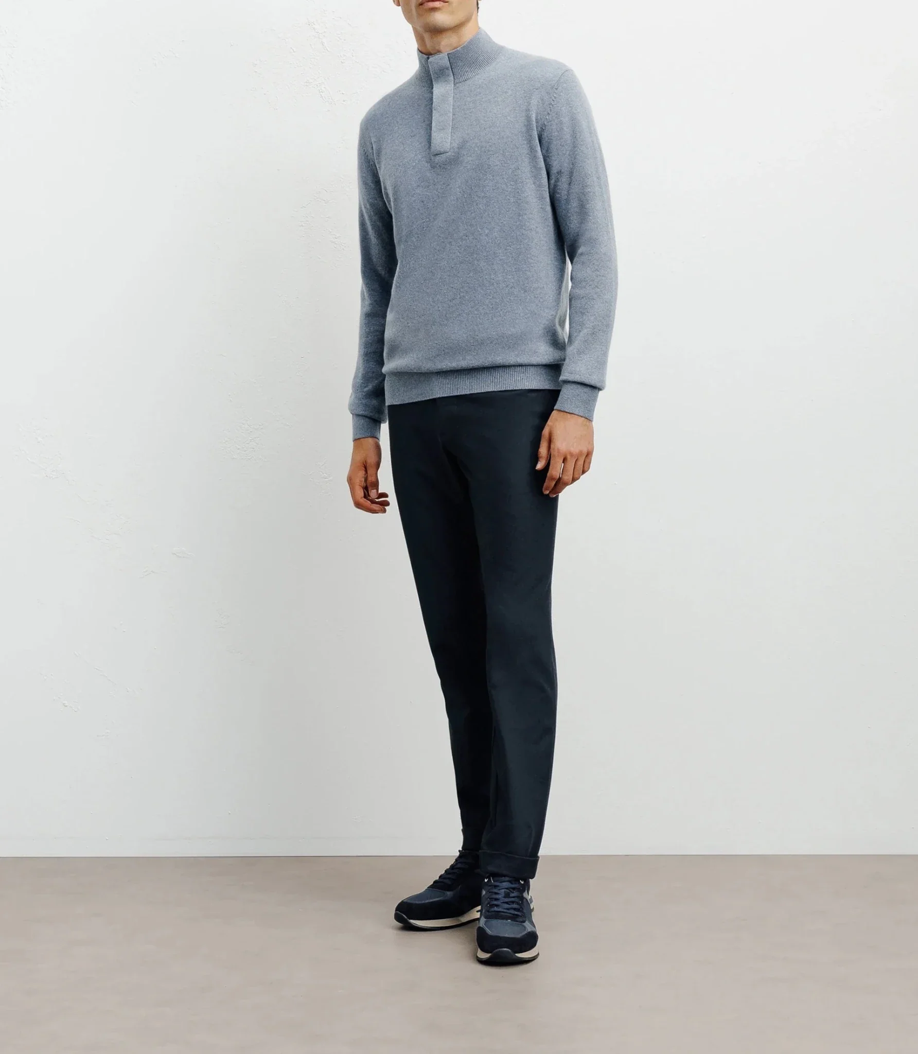 Pull col montant 100% cachemire indigo - Image 3