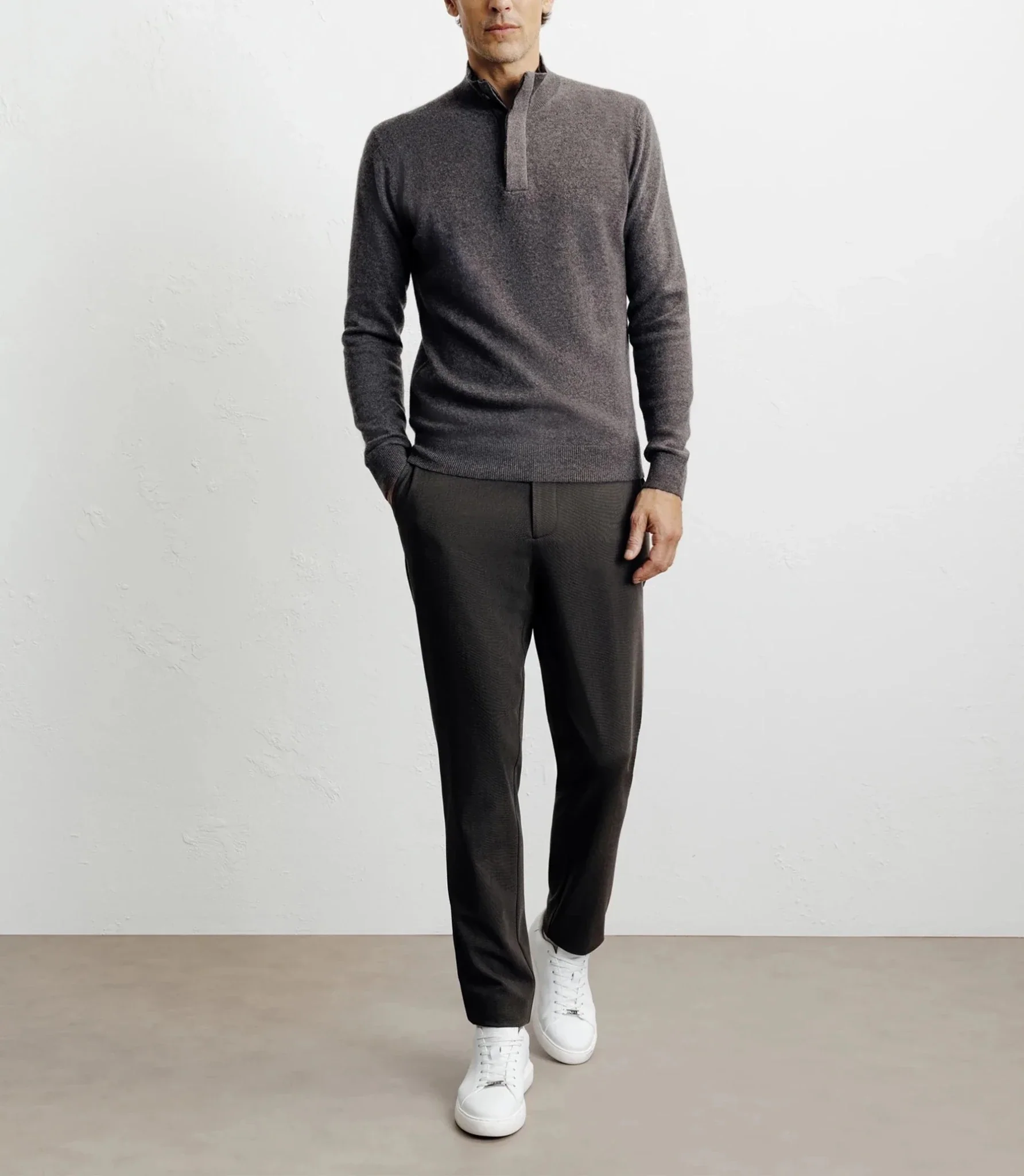Pull col montant 100% cachemire marron - Image 3