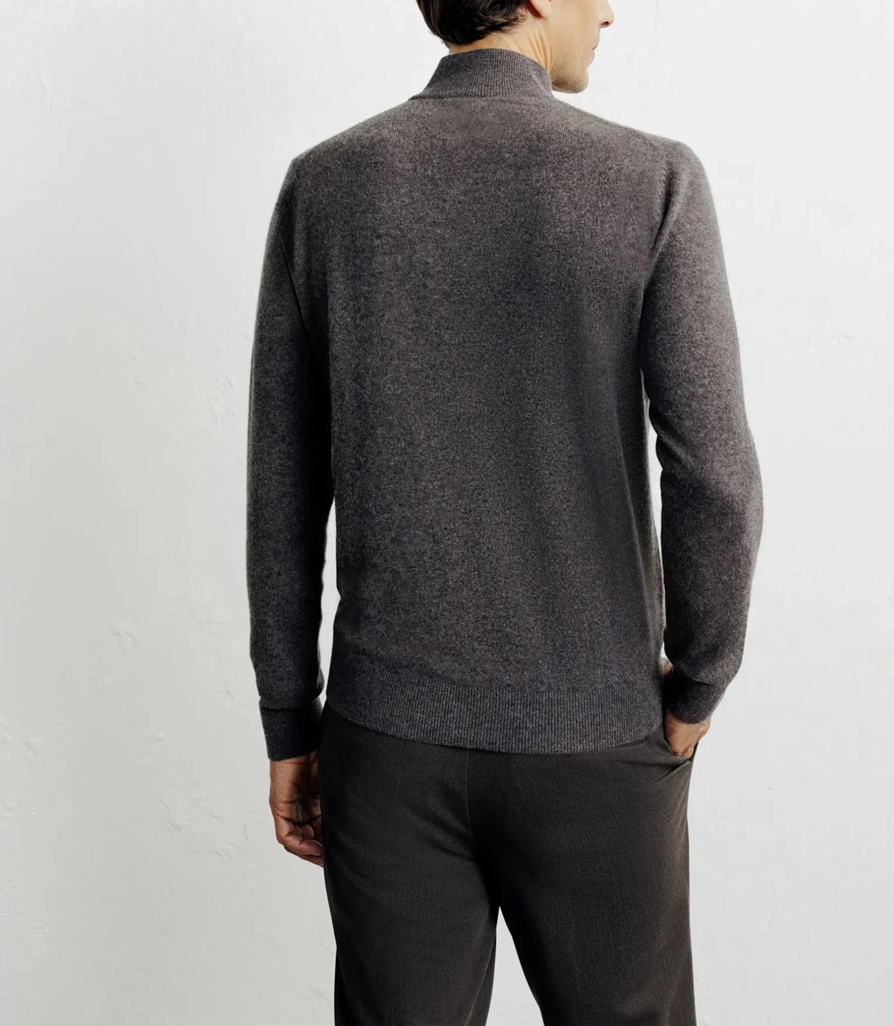 Pull col montant 100% cachemire marron - Image 4