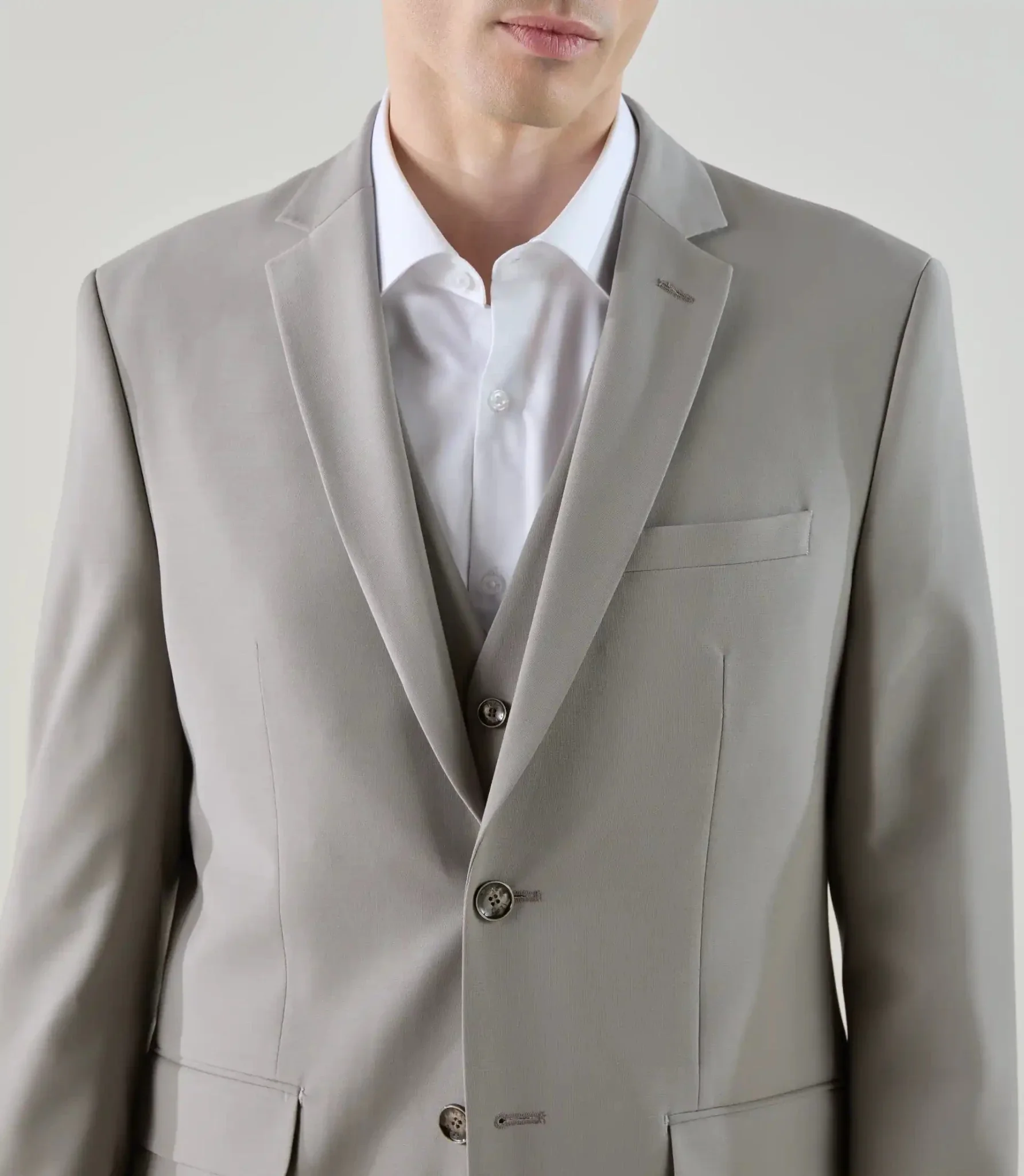 Costume 2 boutons en laine majoritaire taupe - Image 2