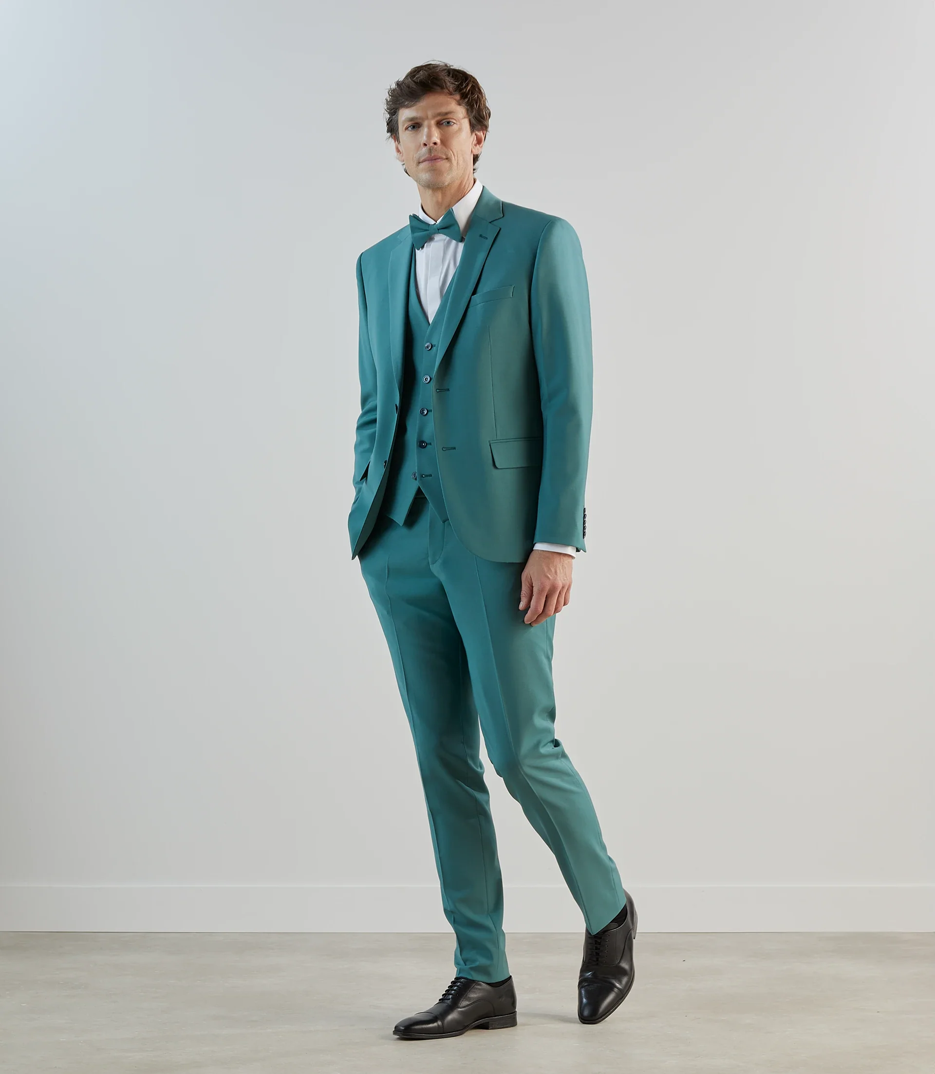Costume 2 boutons en laine majoritaire vert - Image 3
