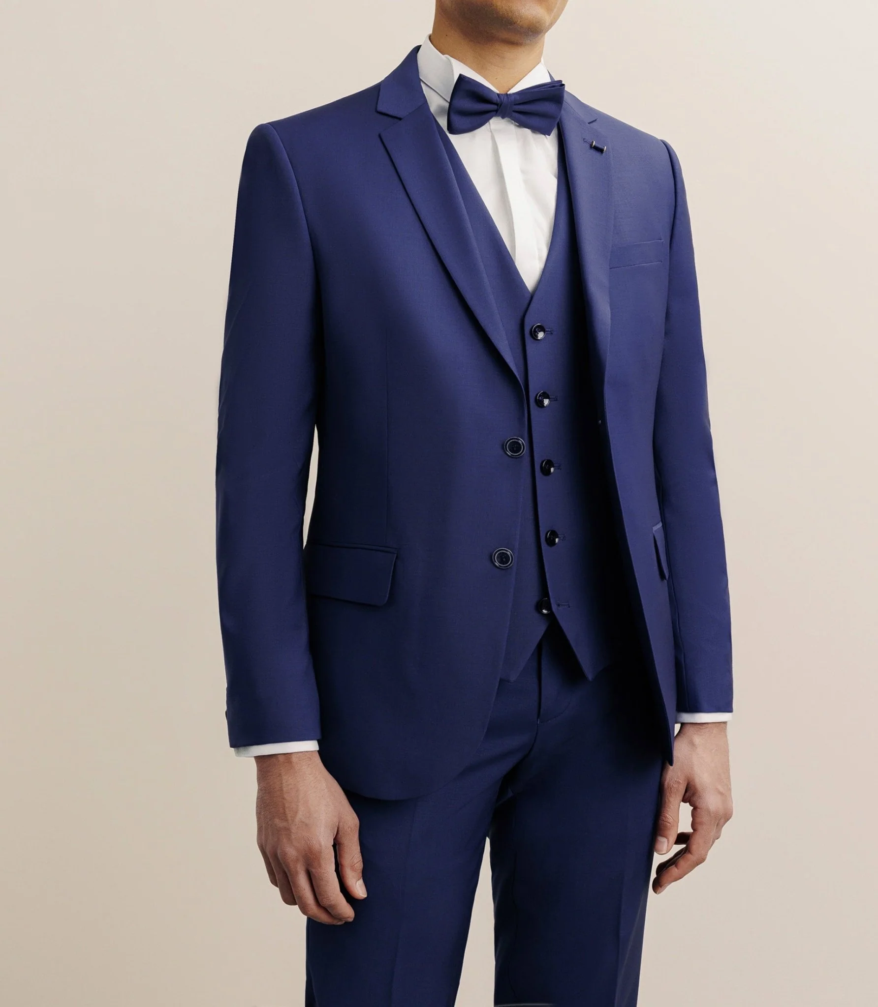 Costume 2 boutons laine majoritaire bleu