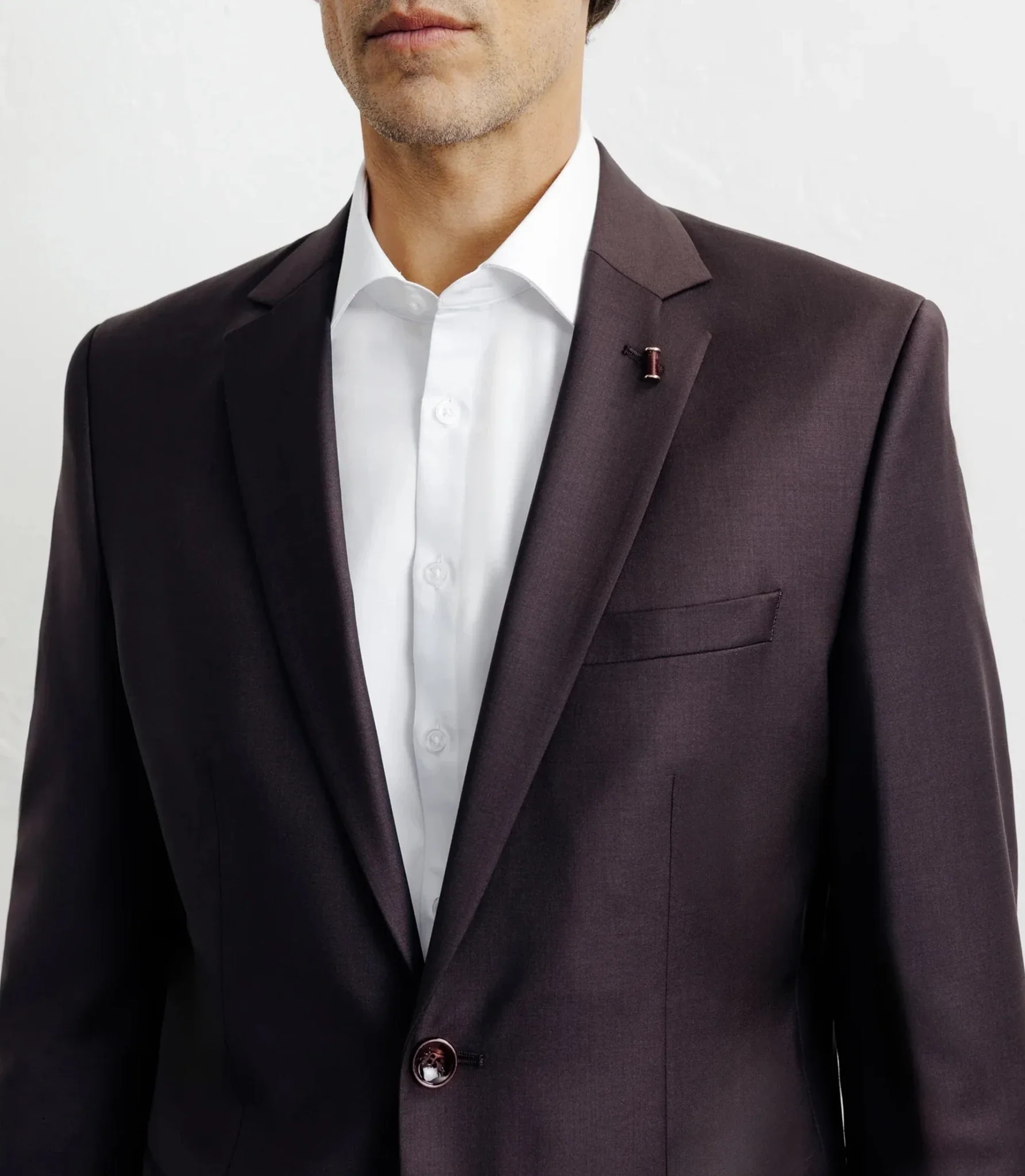 Costume 2 boutons laine majoritaire bordeaux foncé - Image 2