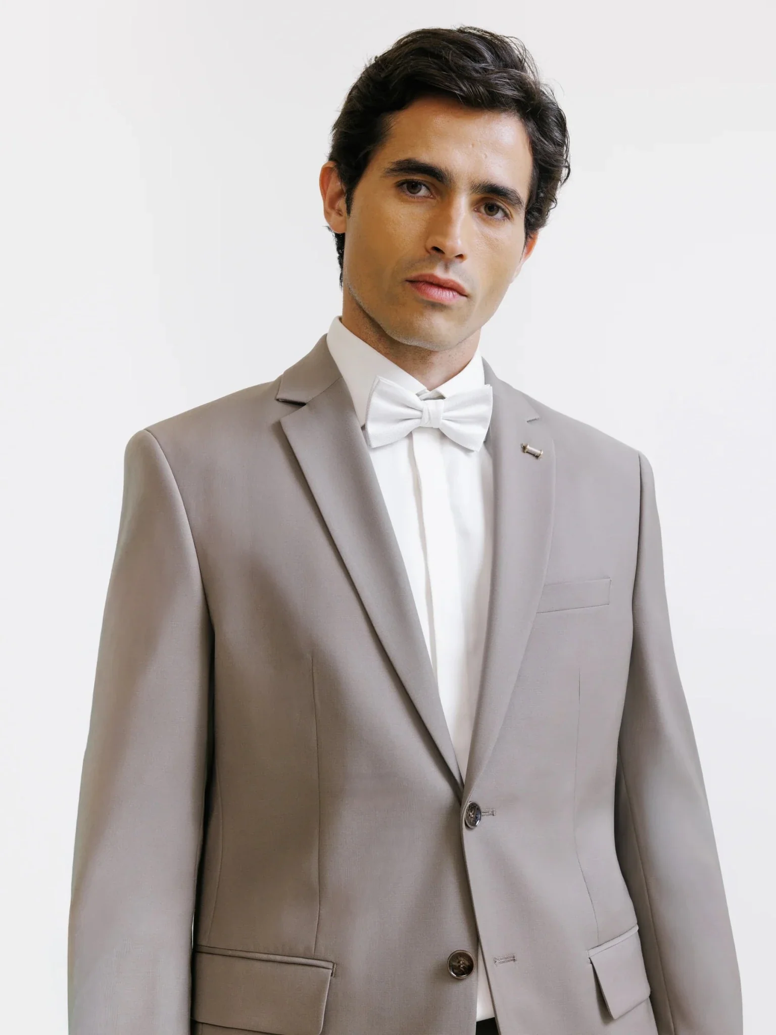 Costume 2 boutons laine majoritaire taupe - Image 3